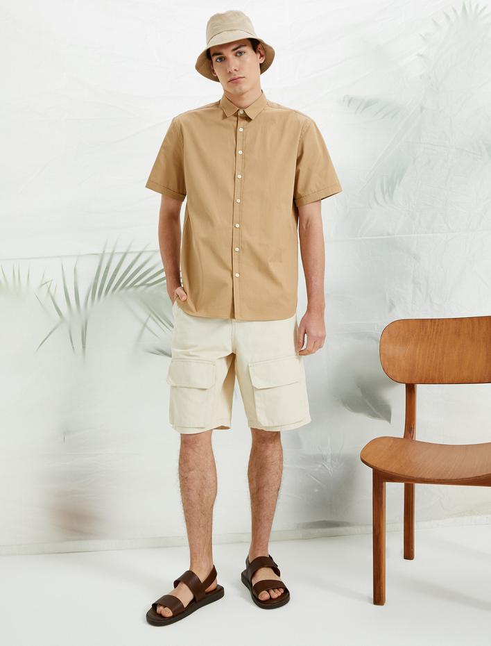  Düğmeli Kargo Şort