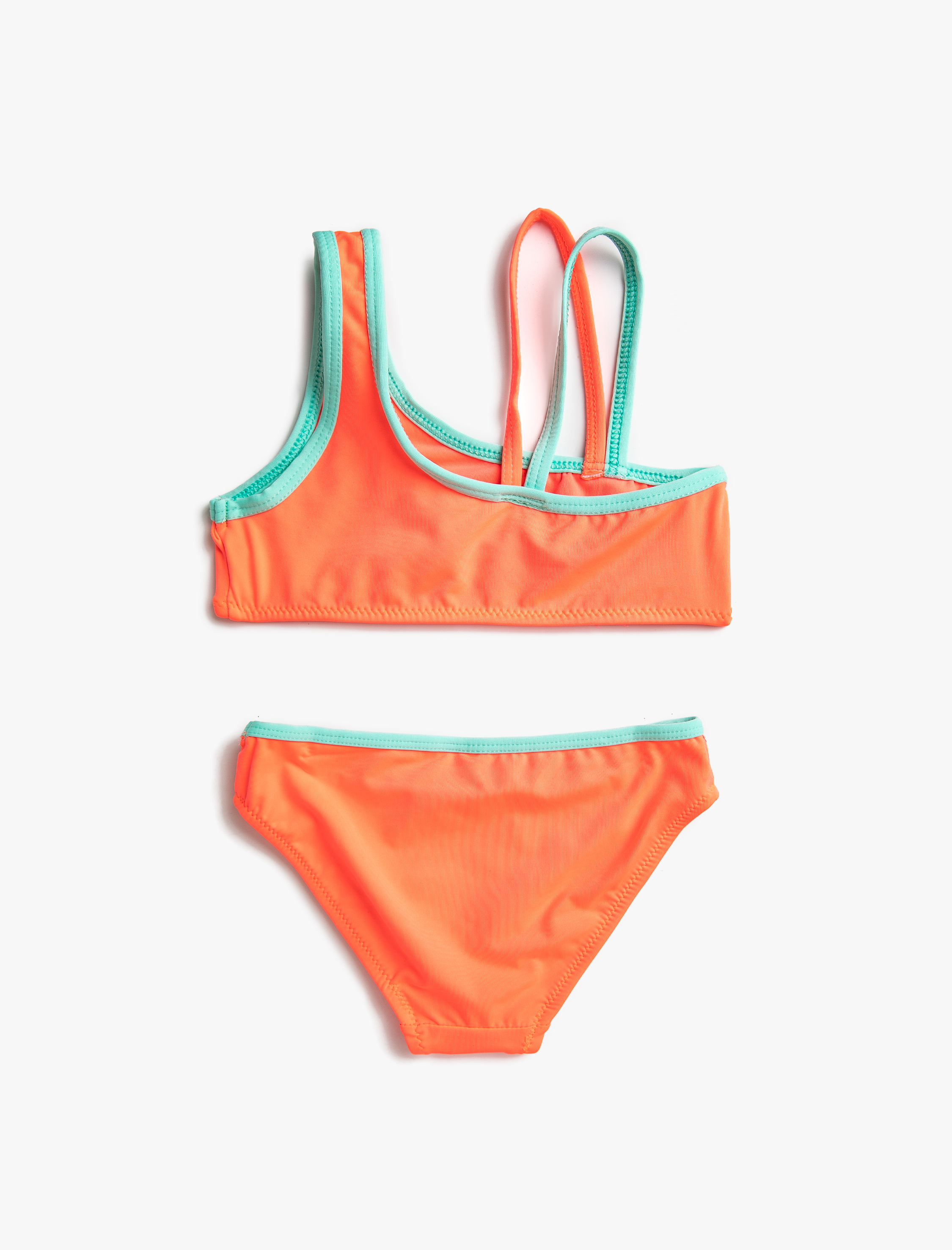 Kız Çocuk Bikini Takımı Renk Kontrastlı Baskılı