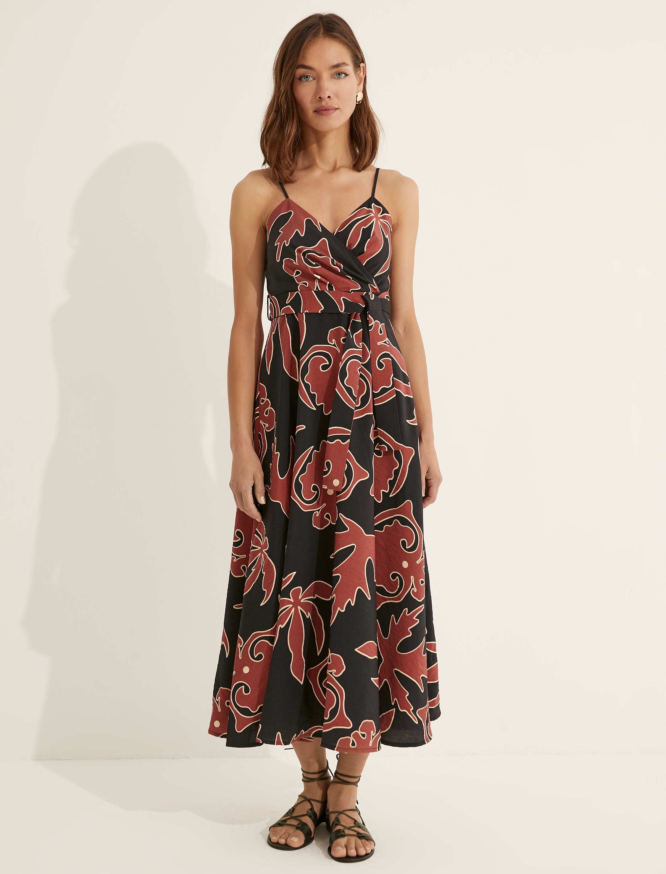   Melis Ağazat X Koton - İnce Askılı Desenli Elbise