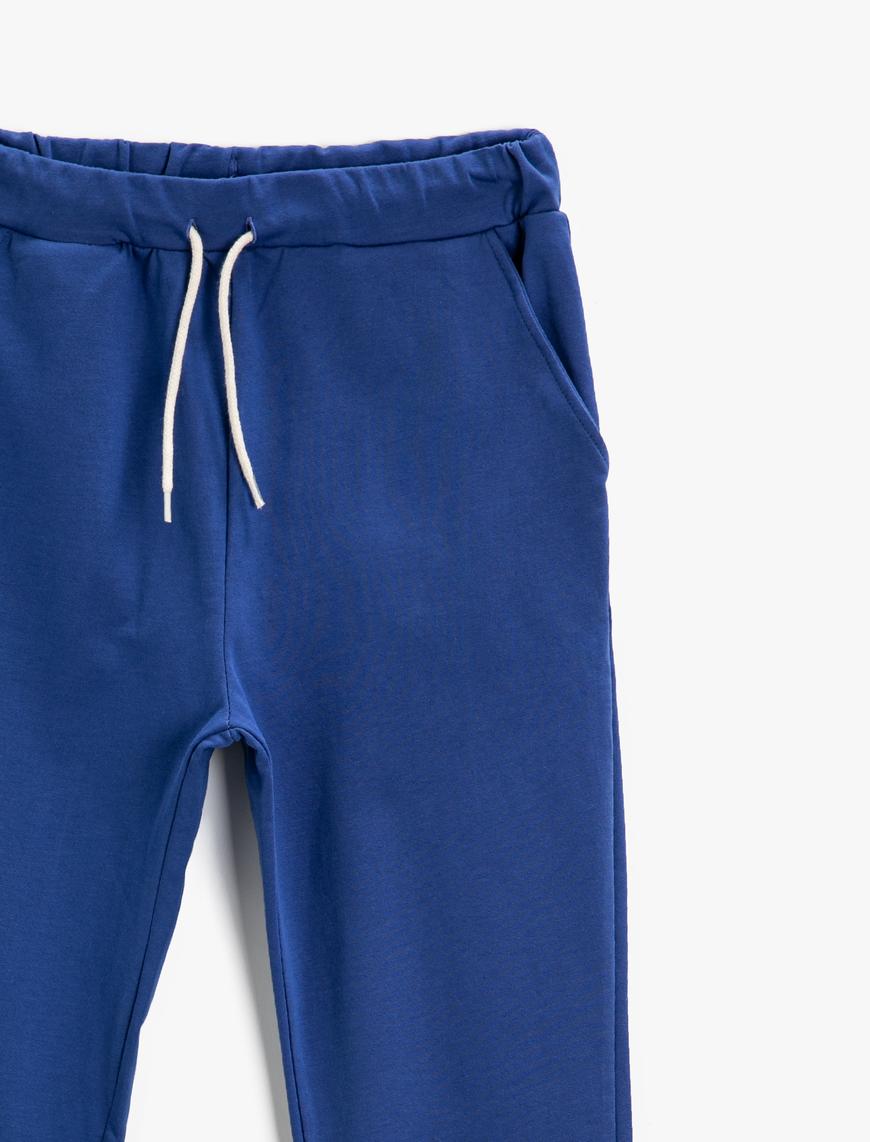  Erkek Çocuk Paçası Slogan Baskılı Jogger Eşofman Altı Pamuklu Beli Bağlamalı