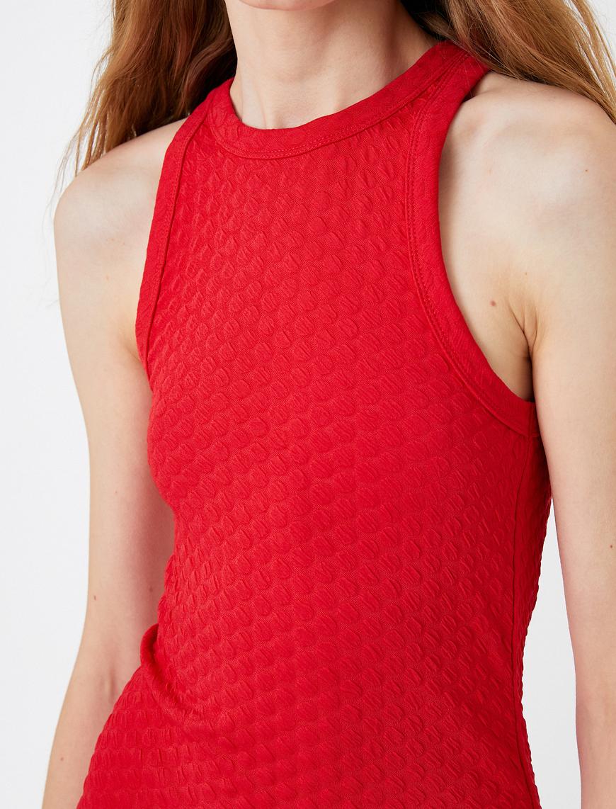   Mini Elbise Halter Yaka Desenli