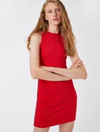 Mini Elbise Halter Yaka Desenli