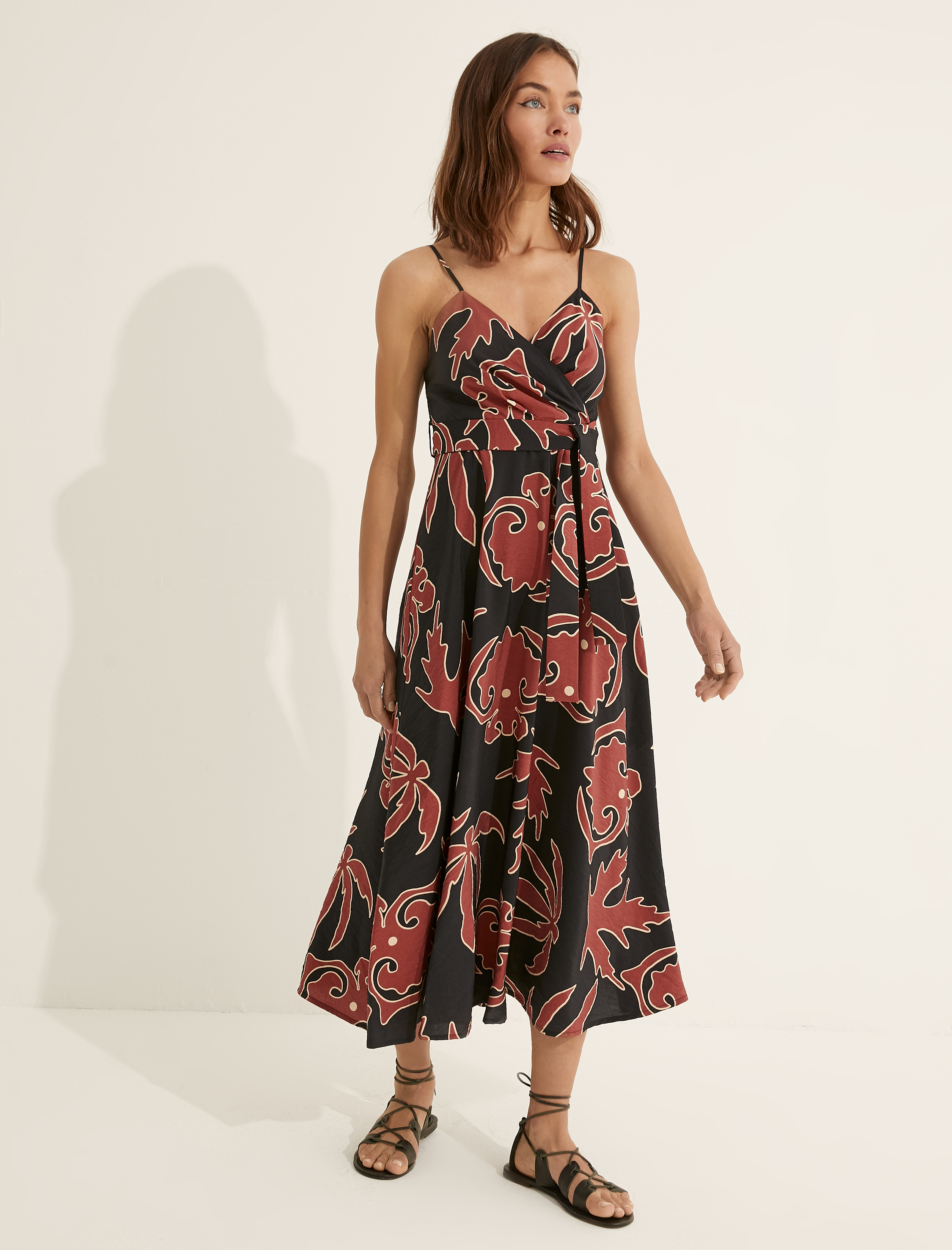   Melis Ağazat X Koton - İnce Askılı Desenli Elbise