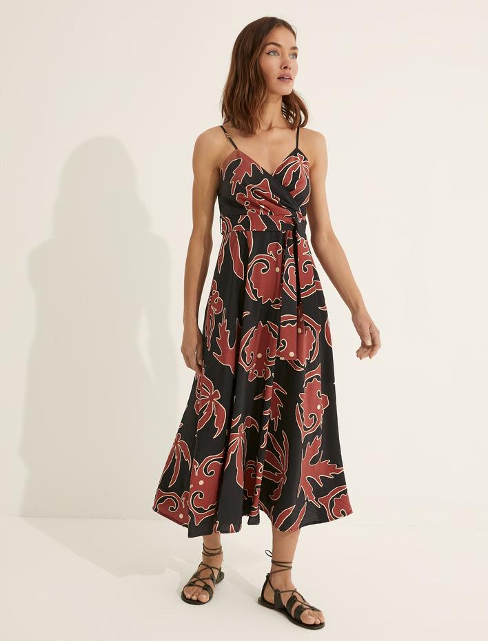  Melis Ağazat X Koton - İnce Askılı Desenli Elbise