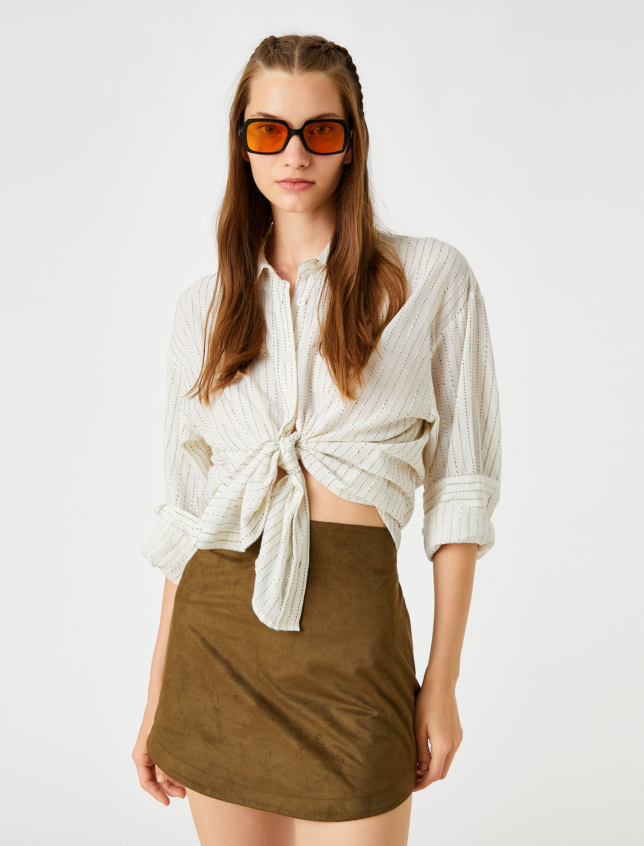   Mini Etek Süet Görünümlü Fermuar Kapama