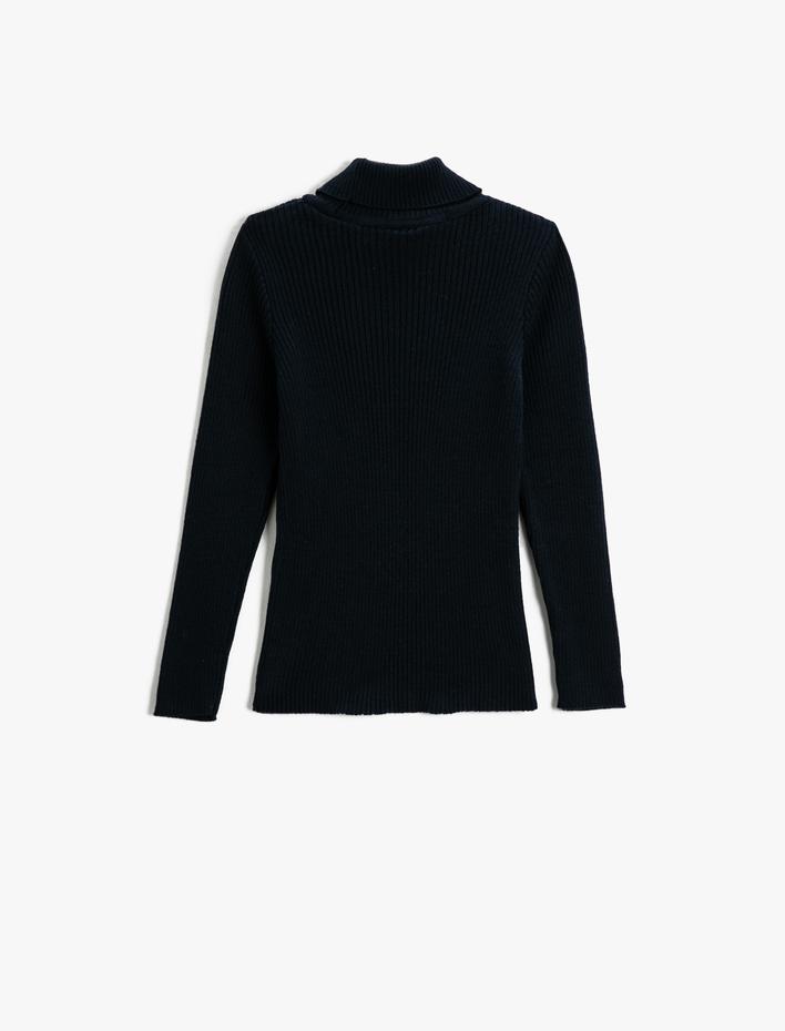 Kız Çocuk Basic Balıkçı Yaka Kazak Ribanalı