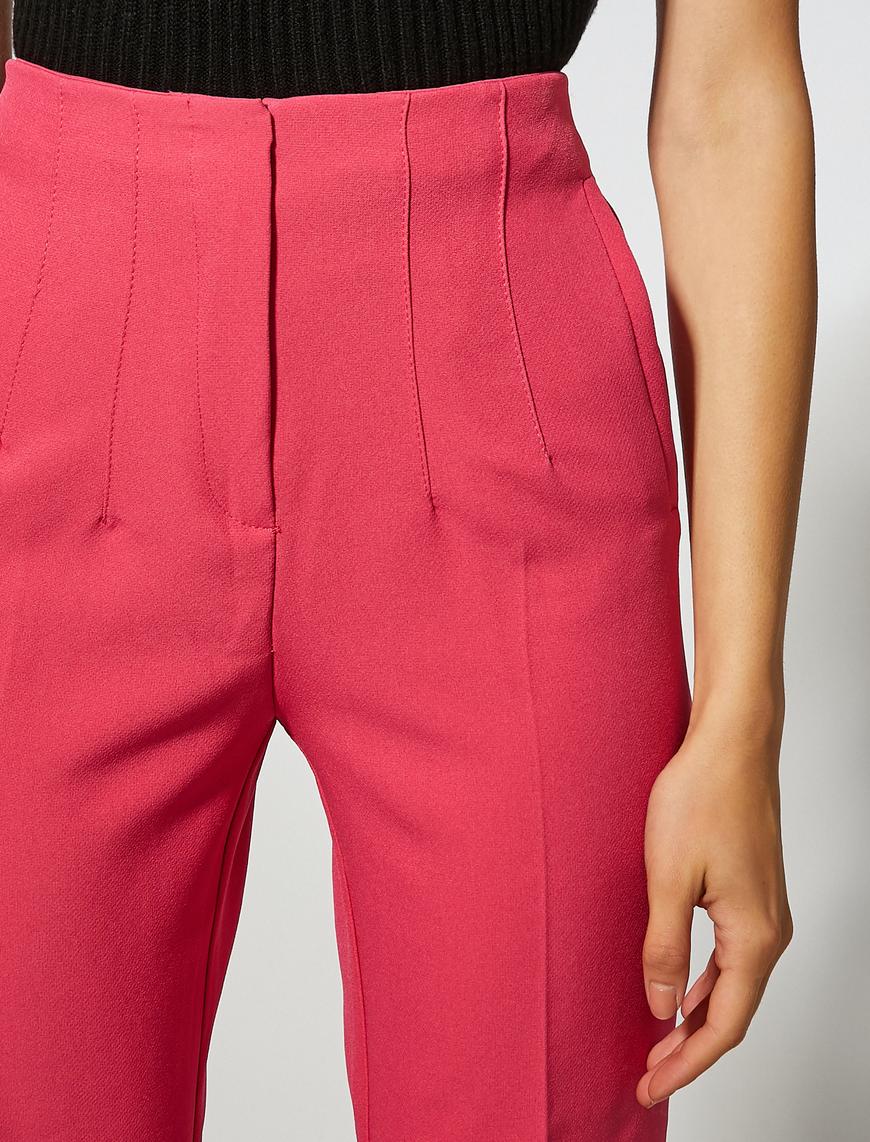   Dikiş Detaylı Crop Pantolon Cepli