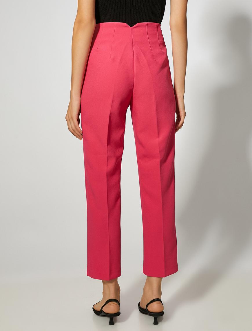   Dikiş Detaylı Crop Pantolon Cepli