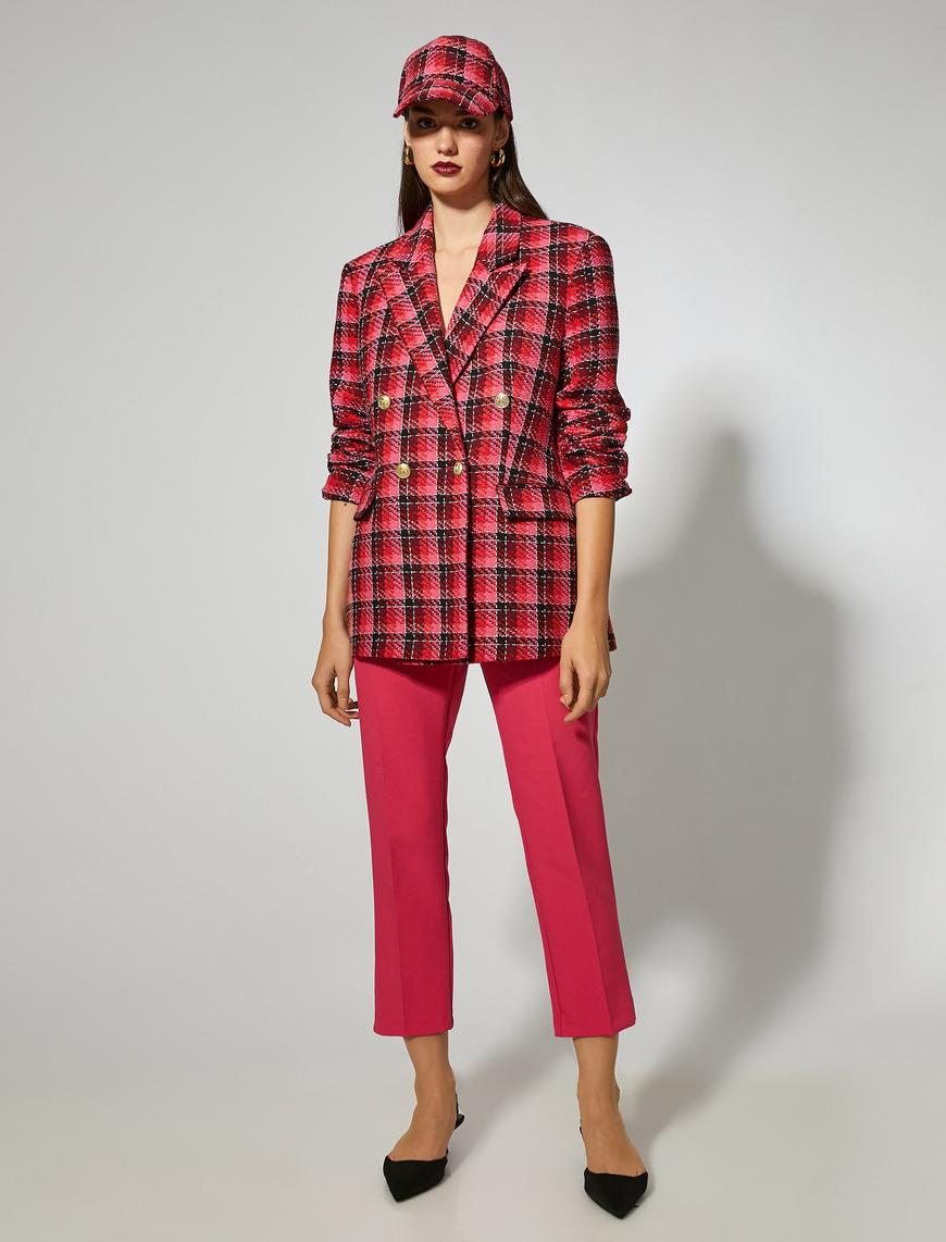   Dikiş Detaylı Crop Pantolon Cepli