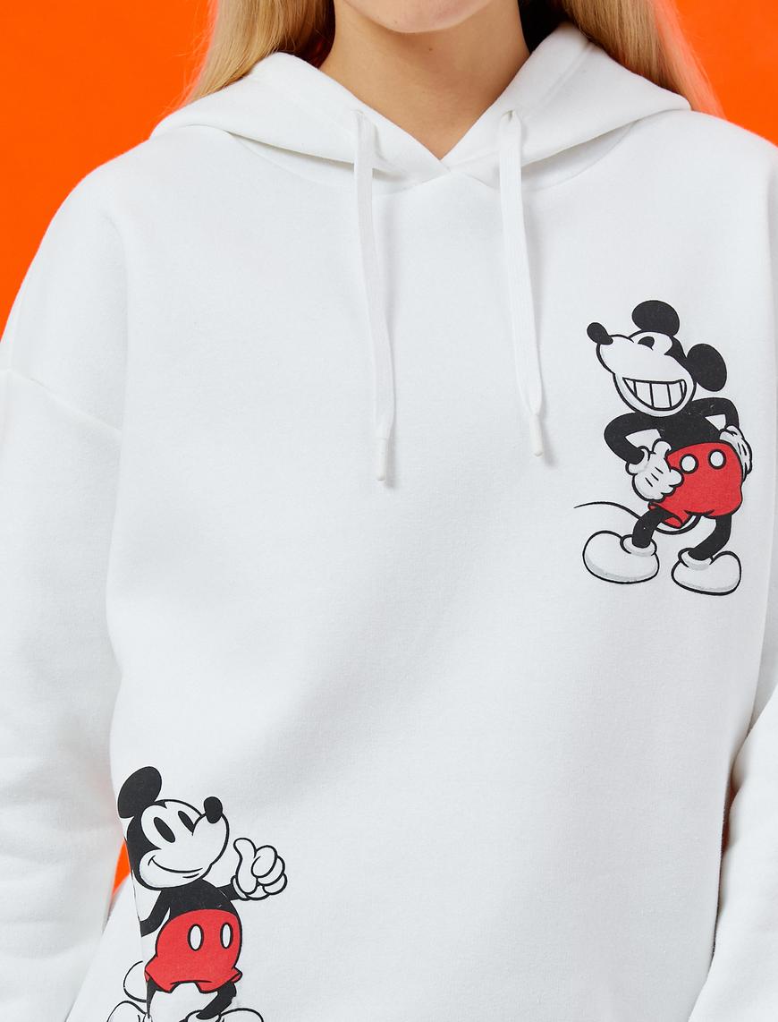   Mickey Mouse Baskılı Sweatshirt Kapüşonlu Disney Lisanslı İçi Polarlı