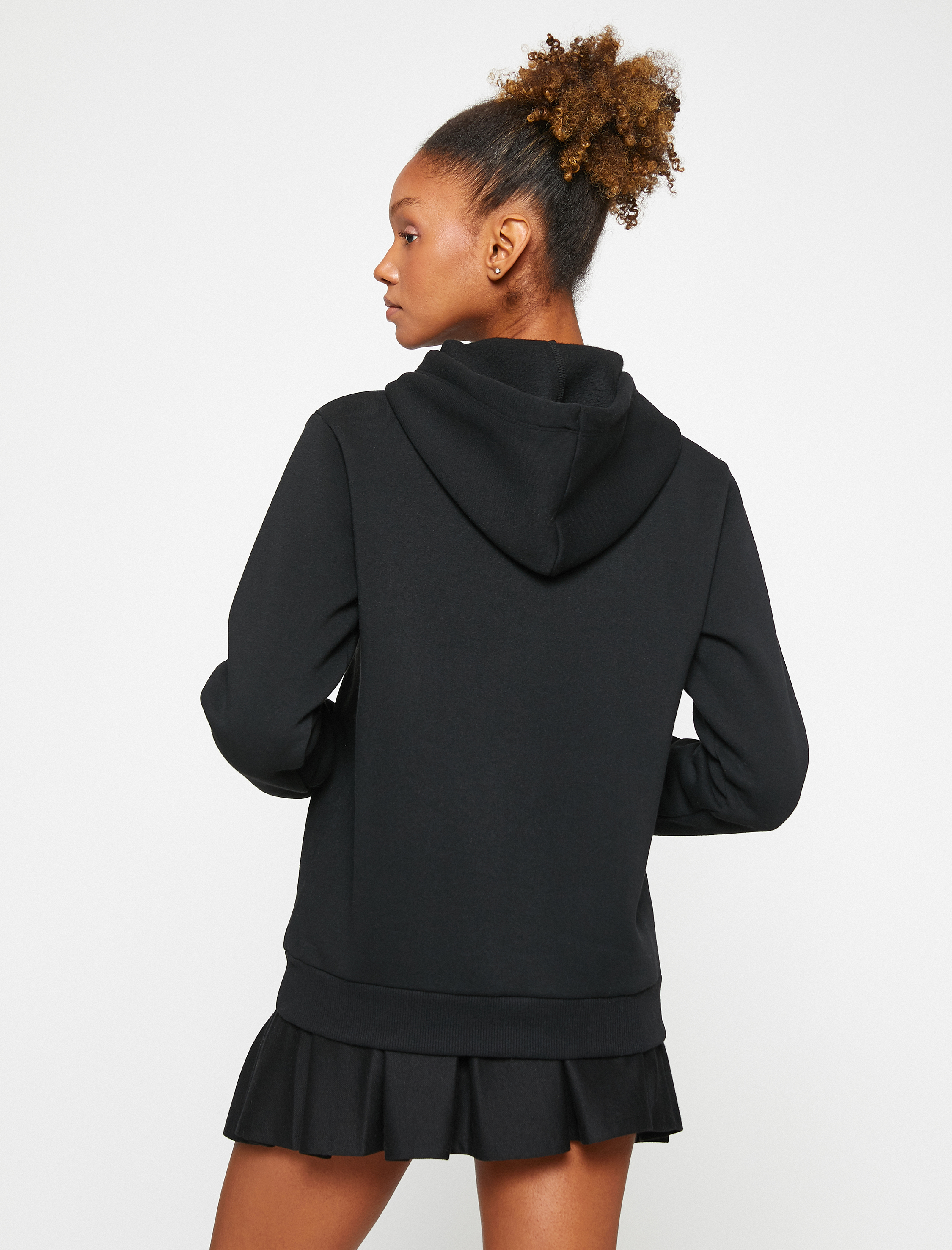   Şardonlu Kapüşonlu Sweatshirt Kanguru Cepli Uzun Kollu