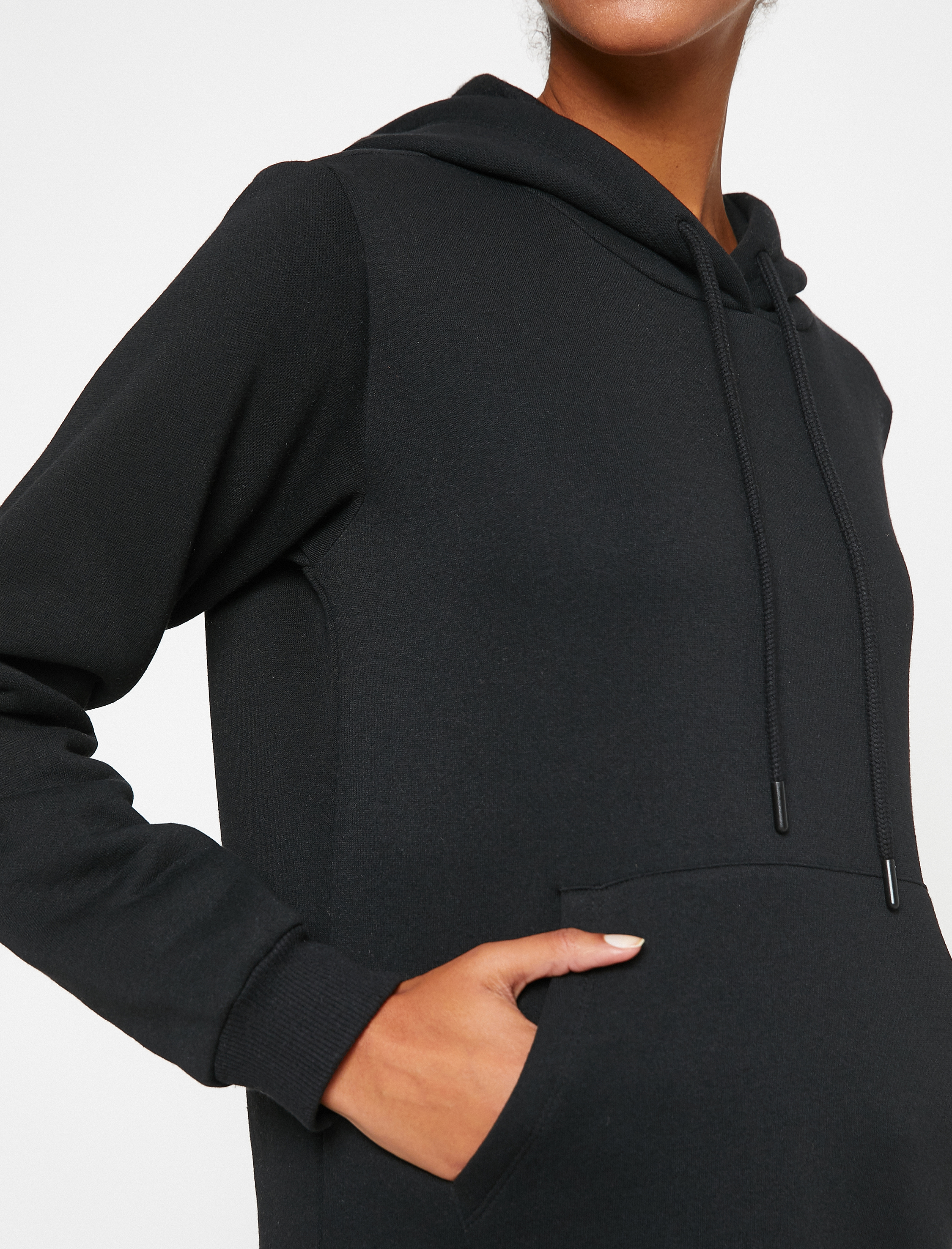   Şardonlu Kapüşonlu Sweatshirt Kanguru Cepli Uzun Kollu