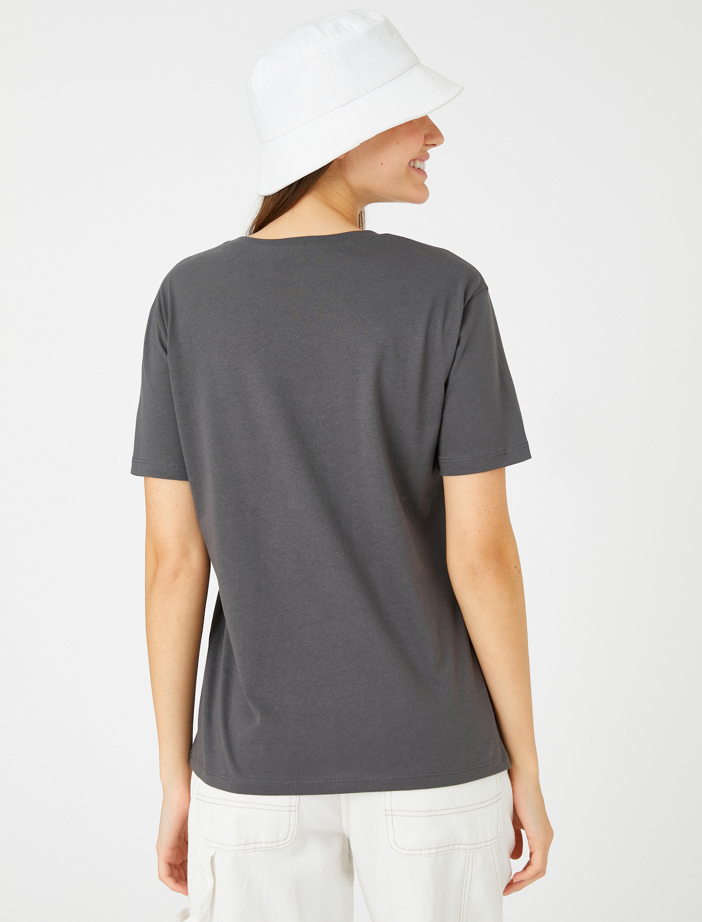   Slogan Baskılı Tişört Kısa Kollu Bisiklet Yaka