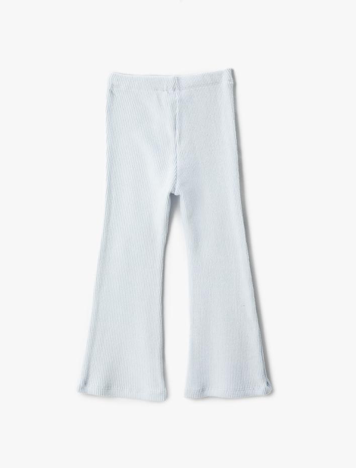 Kız Çocuk Basic İspanyol Paça Tayt Pantolon Beli Lastikli Ribanalı