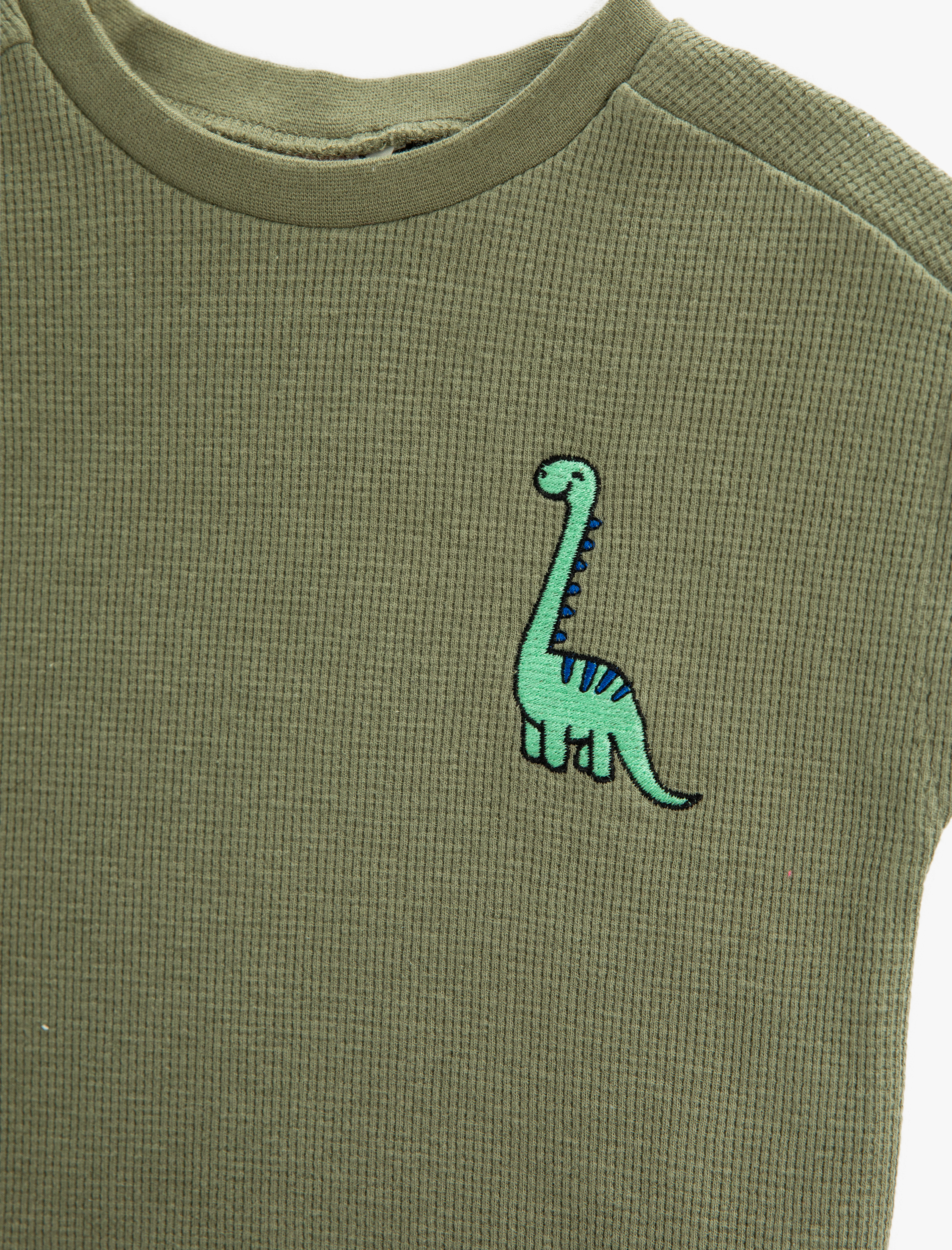  Erkek Bebek Kolsuz Tişört Hayvan Baskı Detaylı Dokulu Bisiklet Yaka