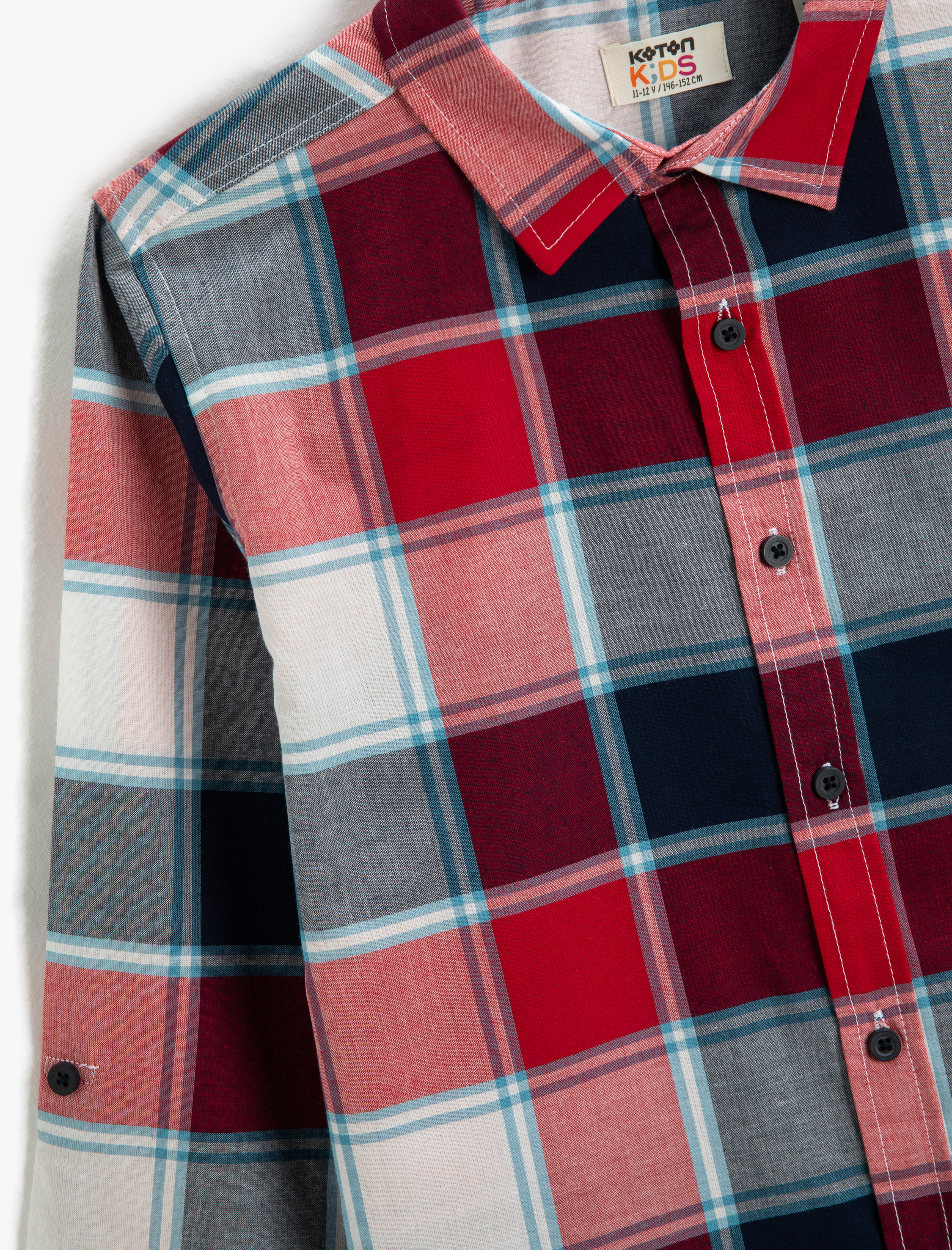  Erkek Çocuk Uzun Kollu Gömlek Kareli Düğmeli