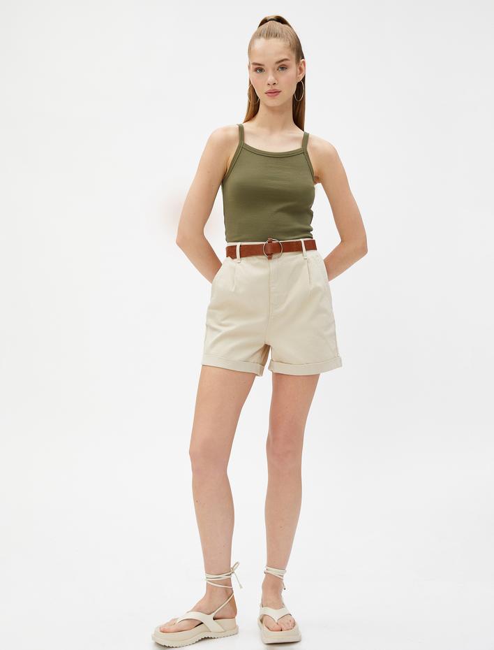  Crop Atlet Basic İnce Askılı Biye Detaylı