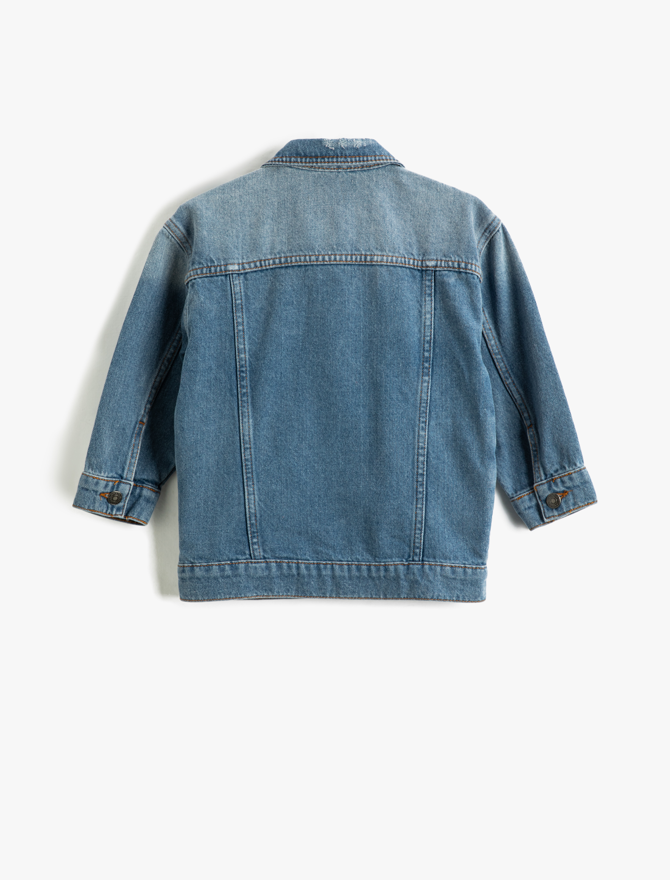  Erkek Çocuk Kot Ceket Kapaklı Cep Detaylı Manşetli Uzun Kollu Pamuklu