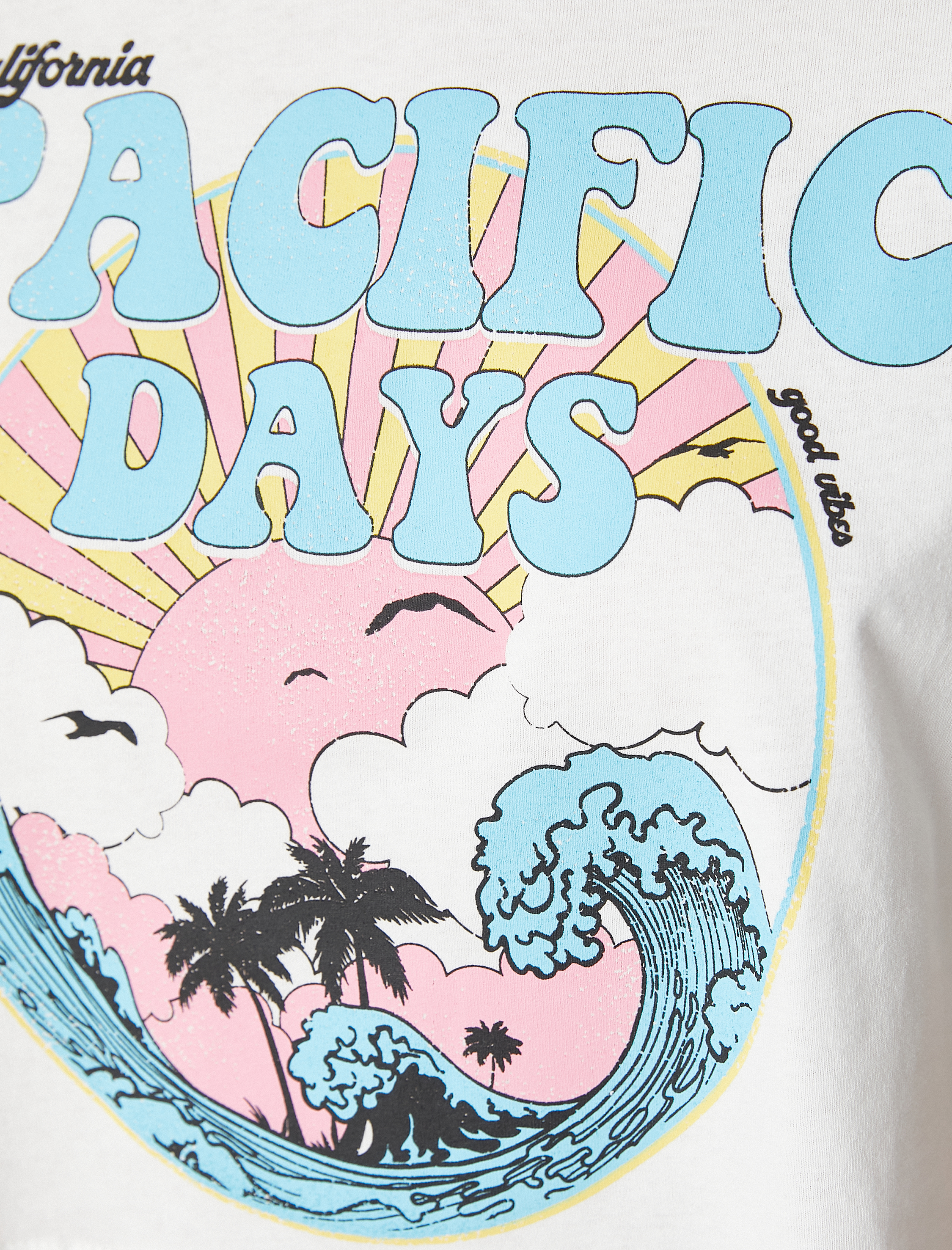   Crop Tişört Kısa Kollu Bisiklet Yaka Baskılı