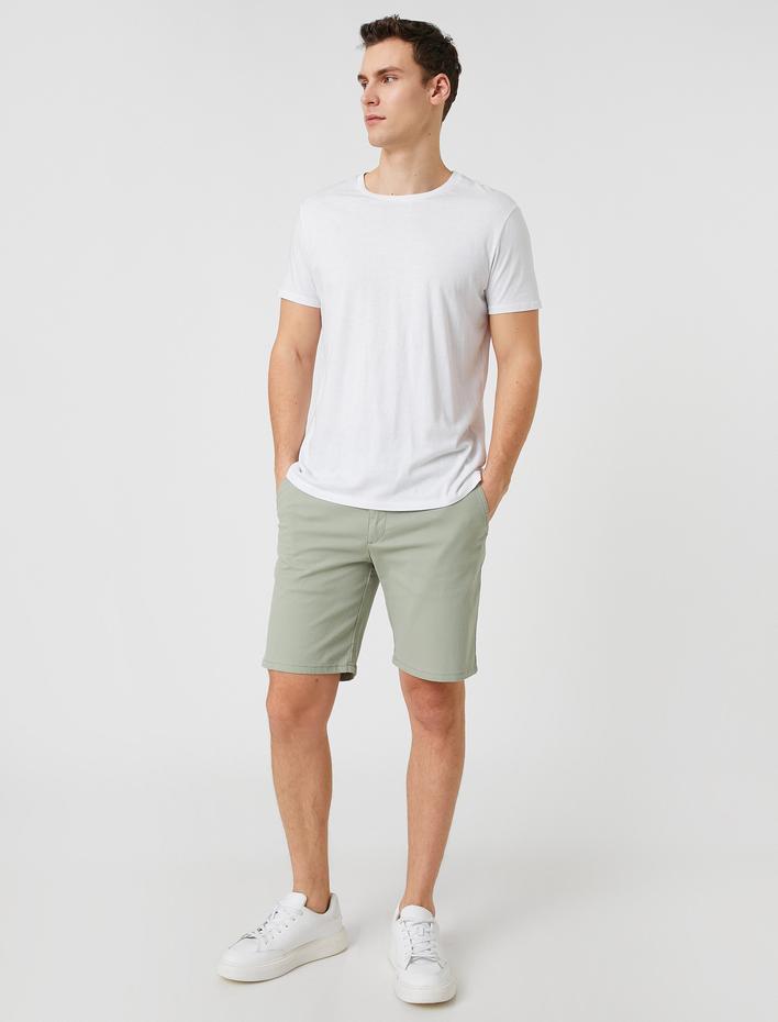  Basic Dokuma Şort Düğmeli Cep Detaylı