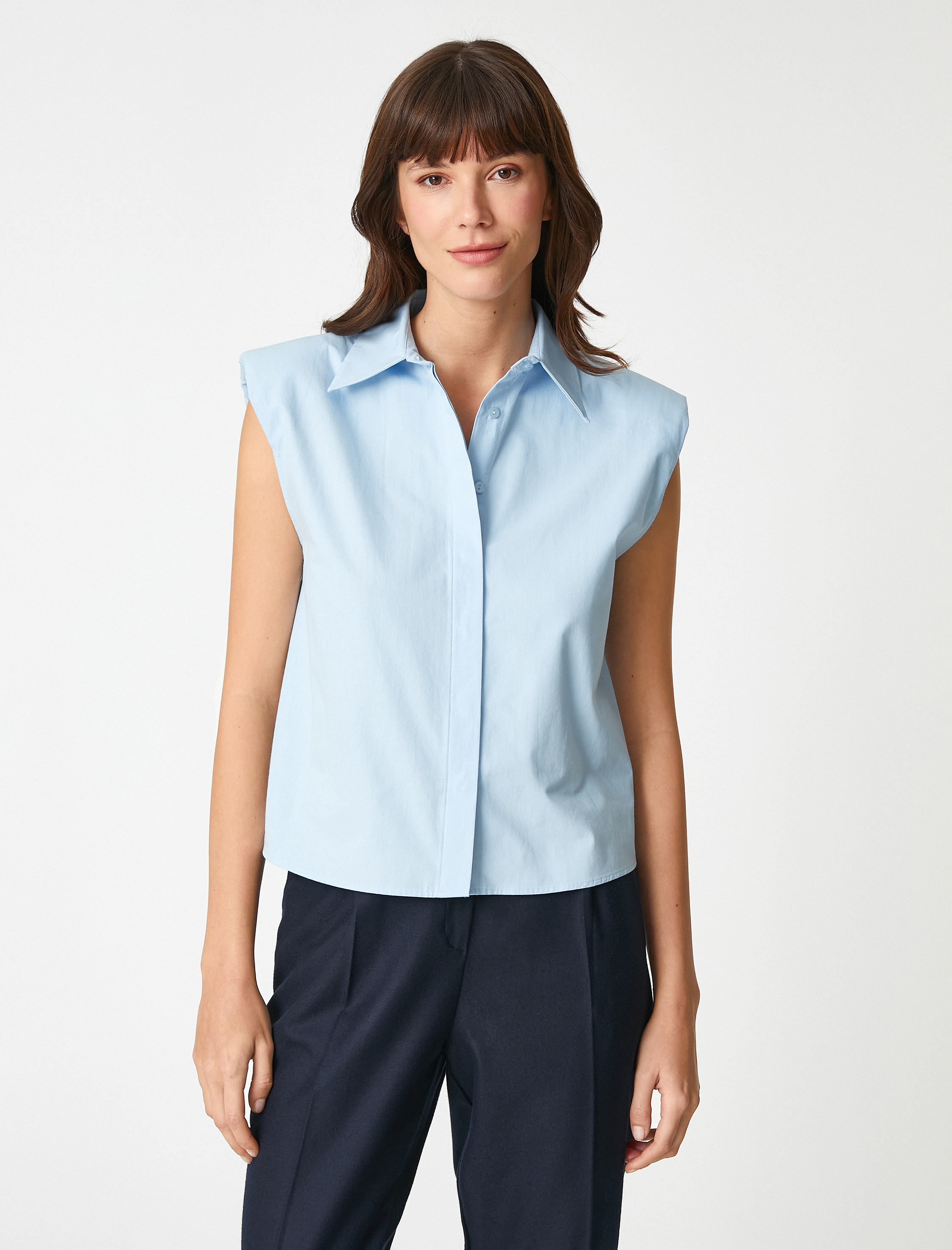   Kolsuz Gömlek Gizli Düğmeli Pamuklu