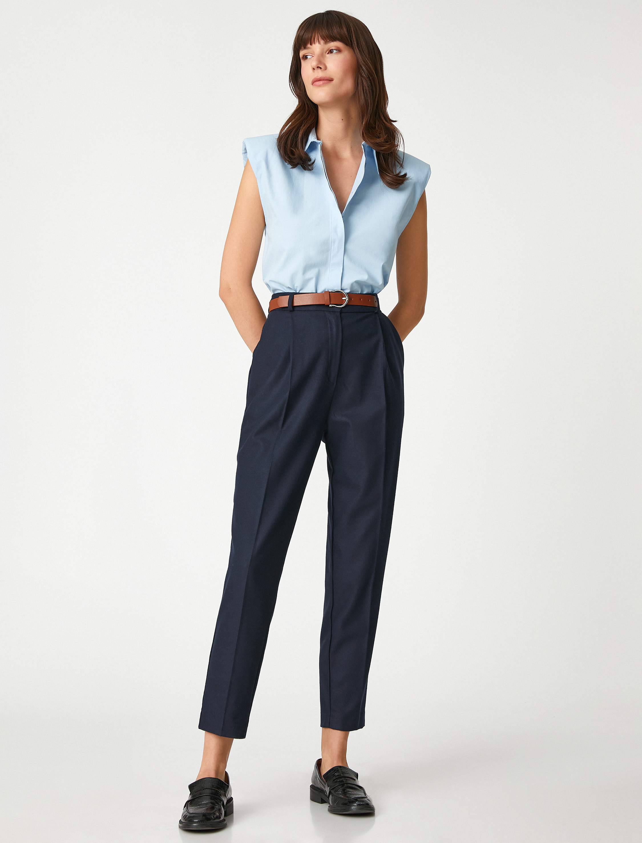   Kolsuz Gömlek Gizli Düğmeli Pamuklu