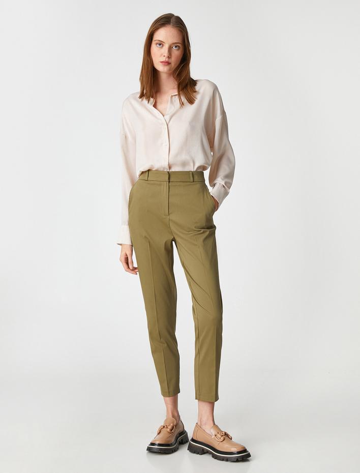  Basic Kumaş Pantolon Dar Kesim Cepli