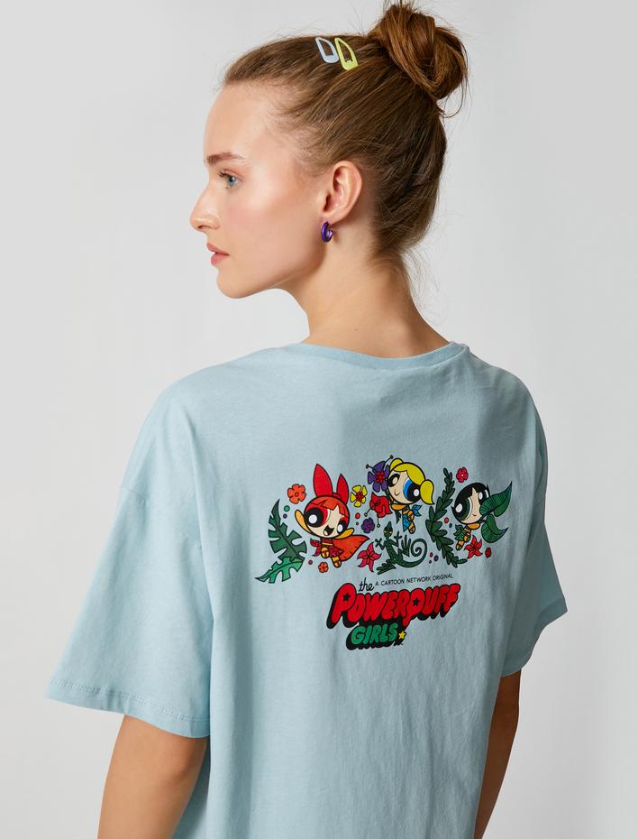  Power Puff Girls Tişört Oversize Lisanslı Sırt Baskılı Bisiklet Yaka Kısa Kollu