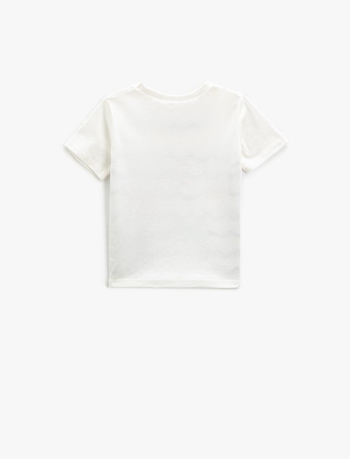 Erkek Bebek Kısa Kollu Tişört Marin Temalı Baskılı Bisiklet Yaka