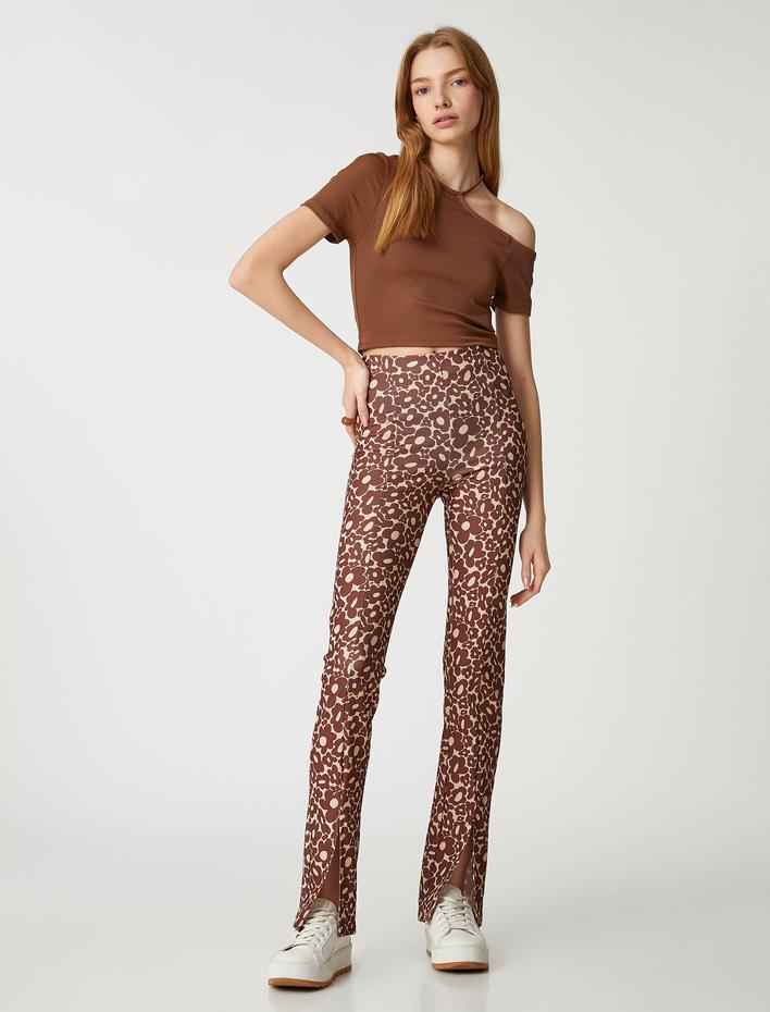  Crop Tişört Tek Omuz Kısa Kollu Fitilli