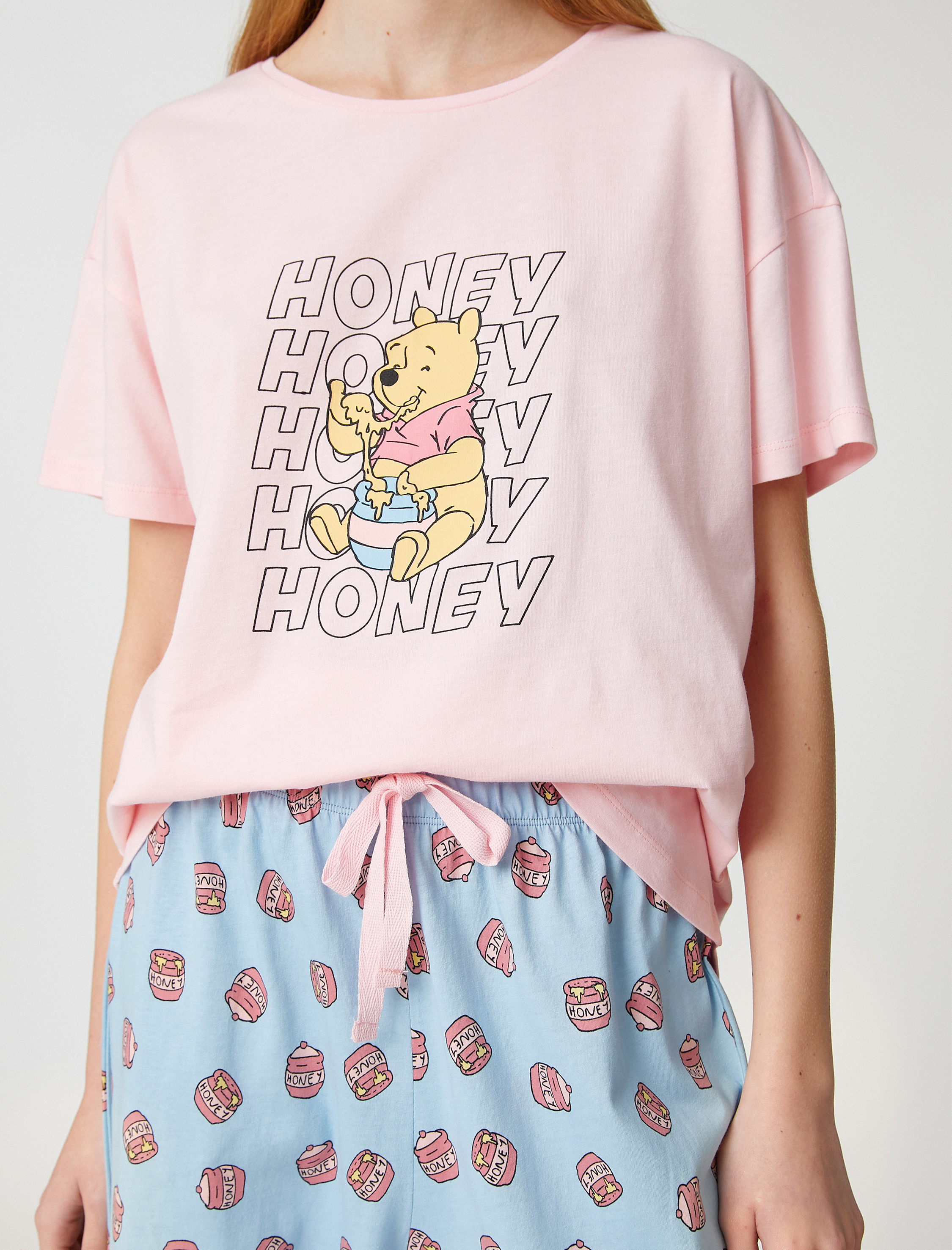   Winnie The Pooh Pijama Takımı Pamuklu Lisanslı Baskılı