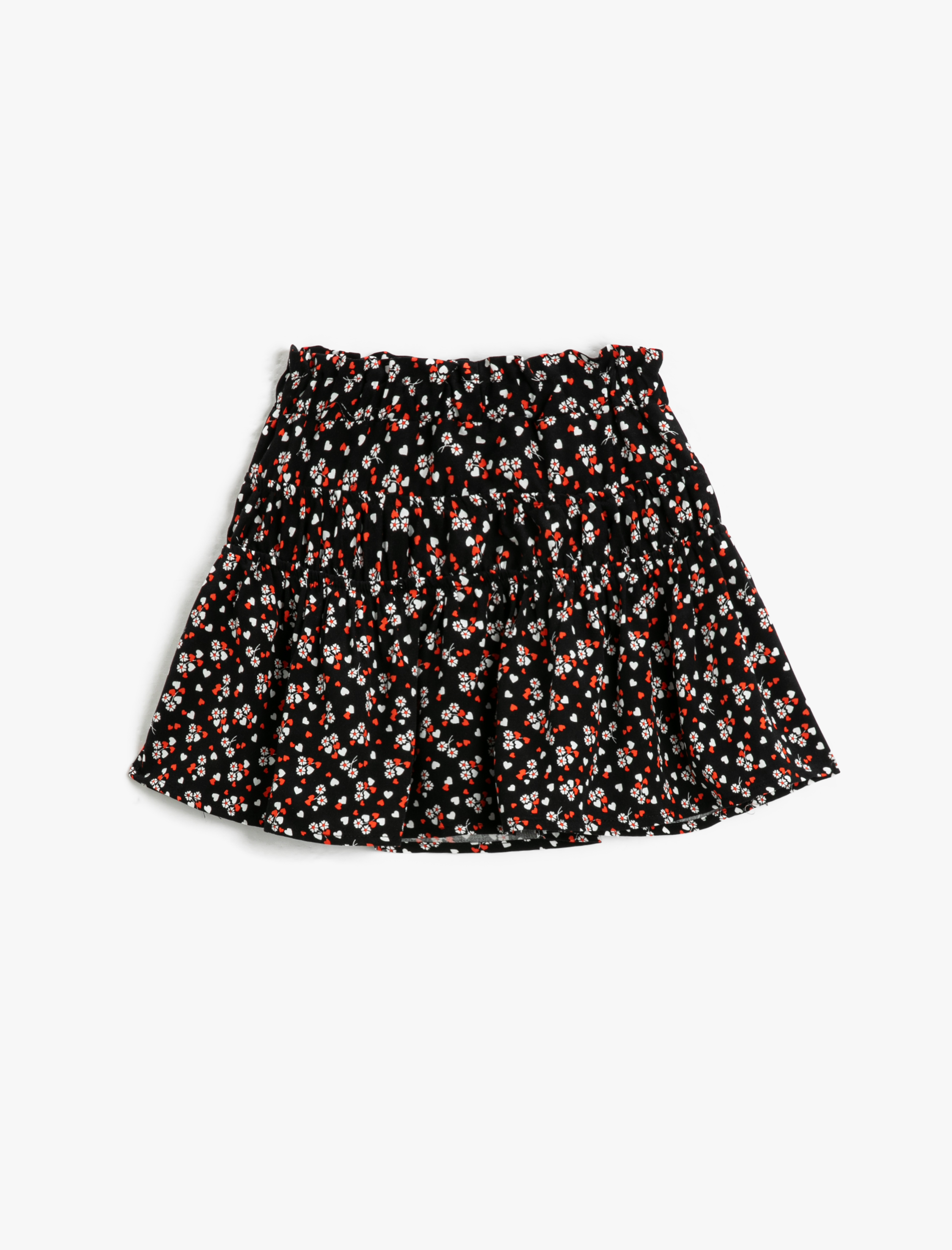  Kız Çocuk Mini Etek Katlı Beli Lastikli