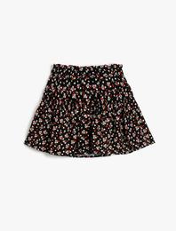 Mini Etek Katlı Beli Lastikli