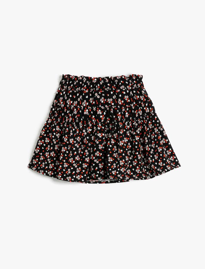 Kız Çocuk Mini Etek Katlı Beli Lastikli