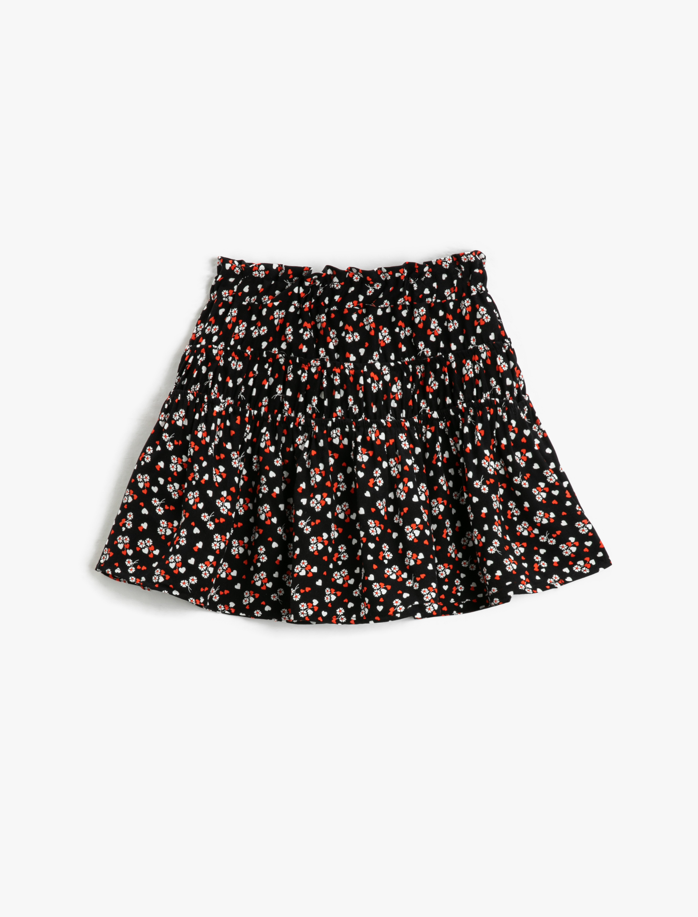  Kız Çocuk Mini Etek Katlı Beli Lastikli