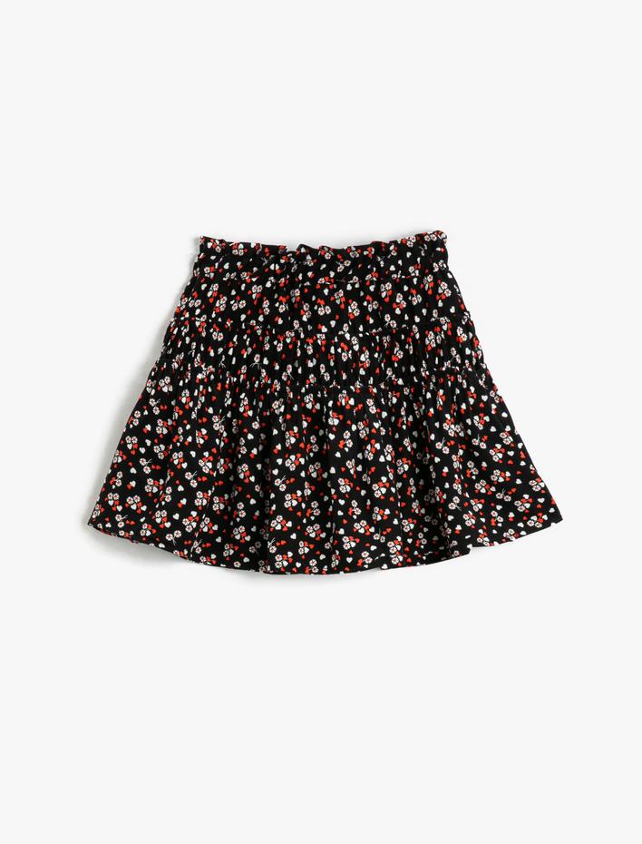 Kız Çocuk Mini Etek Katlı Beli Lastikli