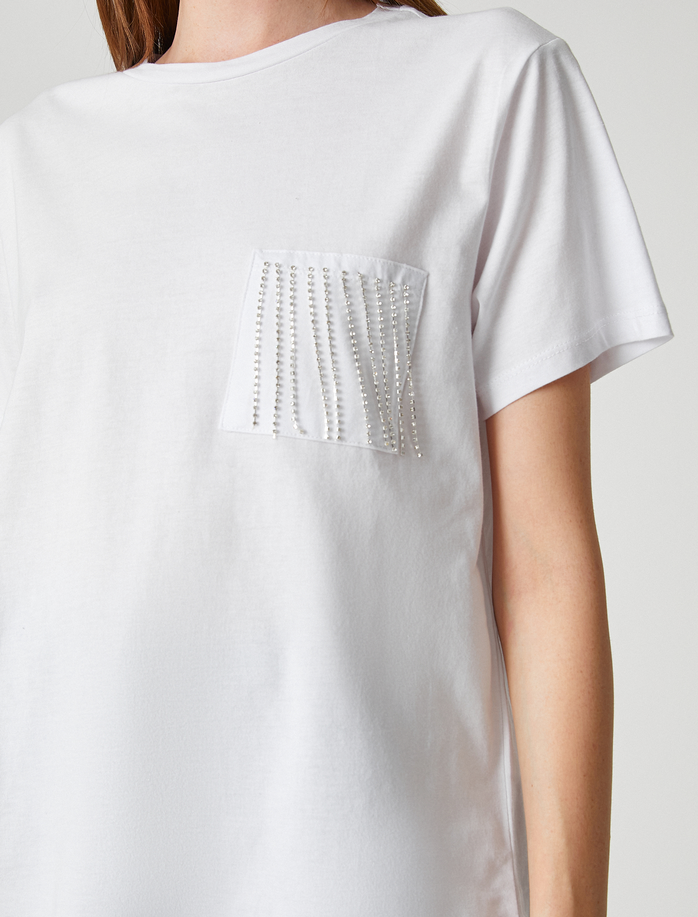   Cepli Taşlı Tişört Kısa Kollu