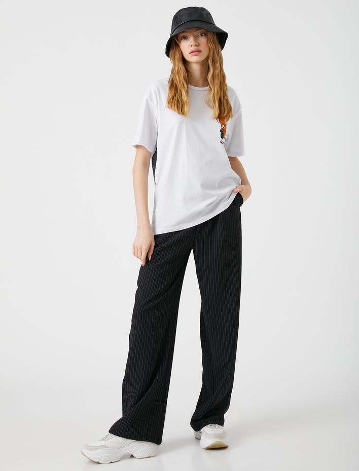  Tom ve Jerry Tişört Sırt Baskılı Lisanslı Kısa Kollu Bisiklet Yaka