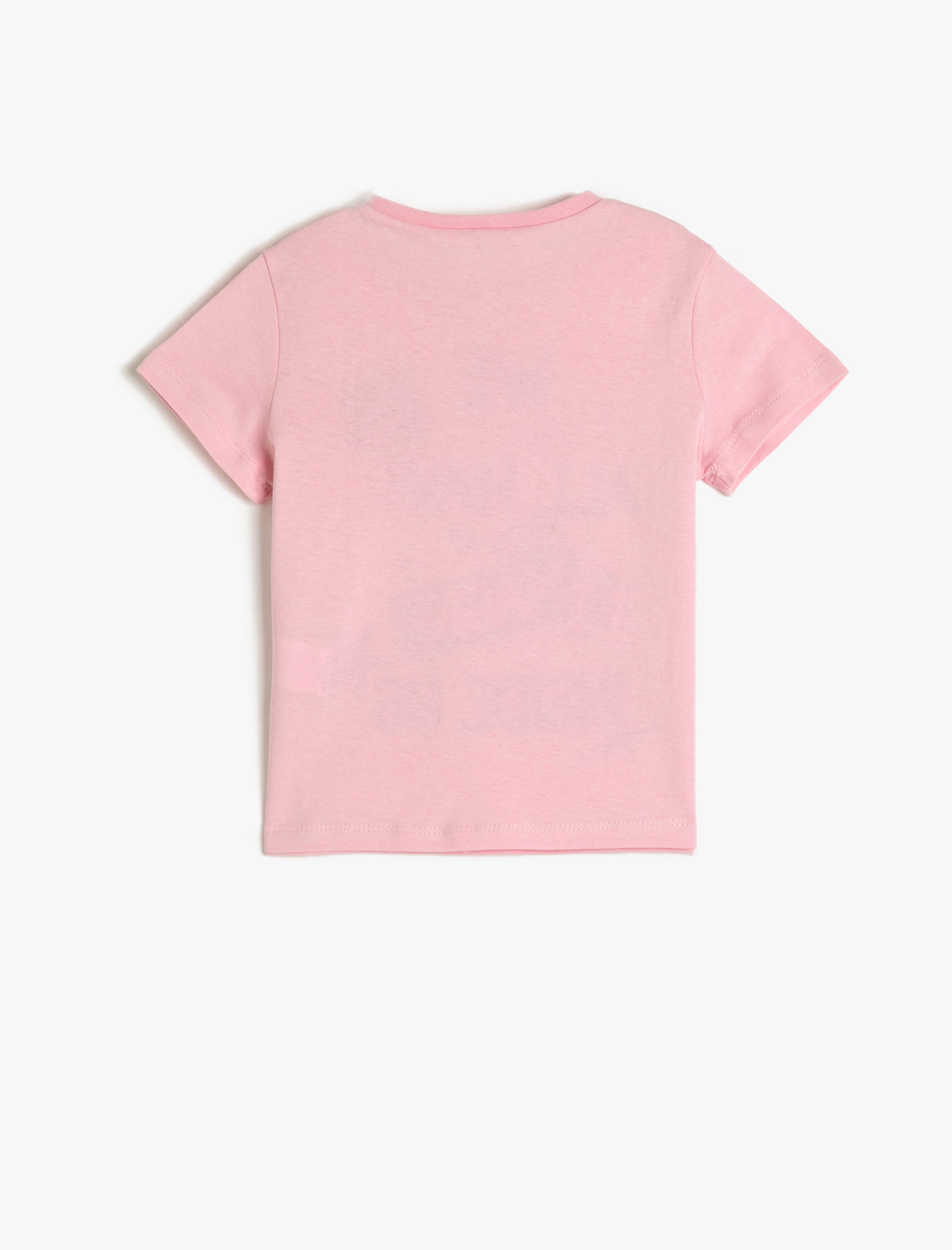  Kız Çocuk Kısa Kollu Tişört Simli Bisiklet Yaka Pamuklu