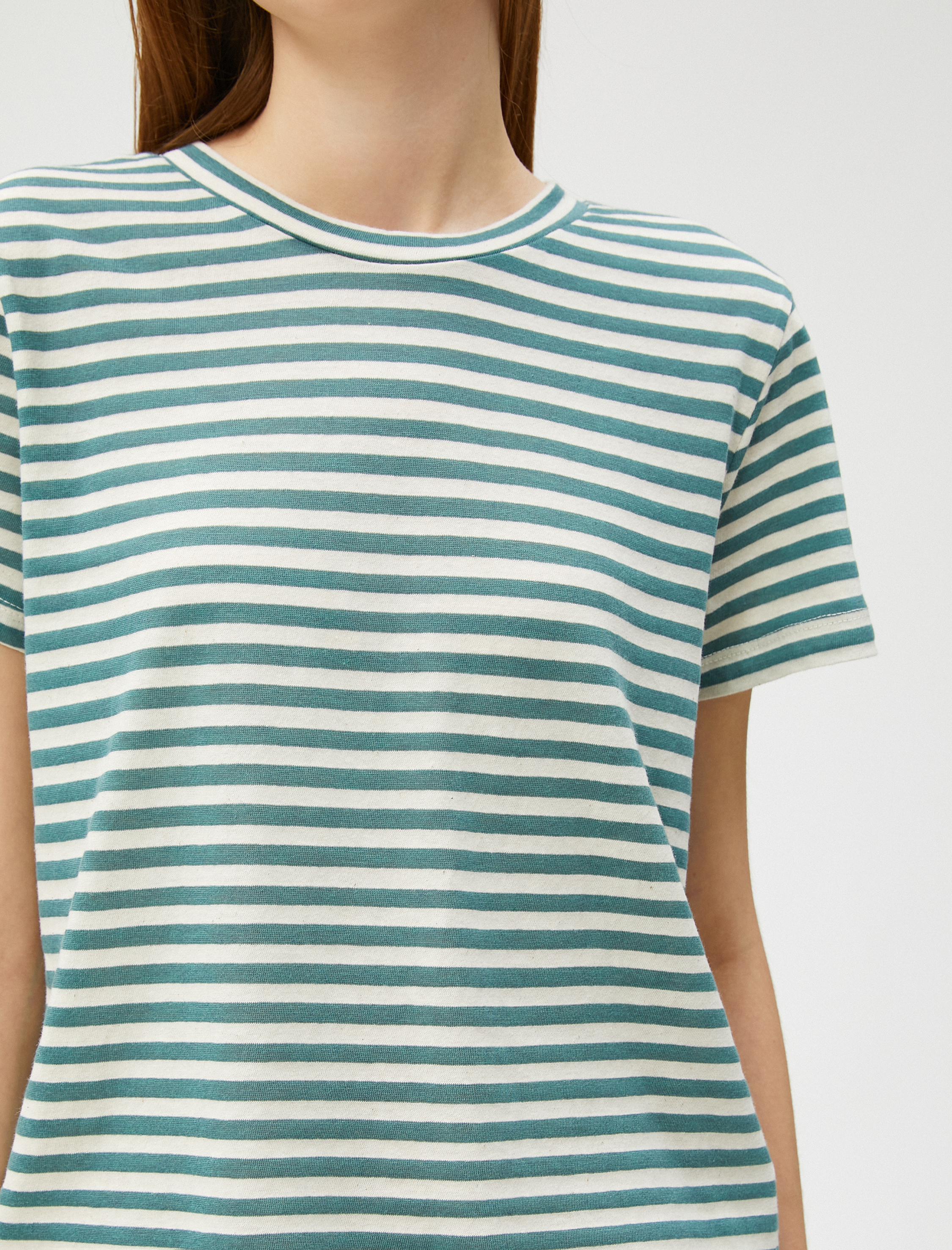   Bisiklet Yaka Tişört Kısa Kollu Viskon Karışımlı