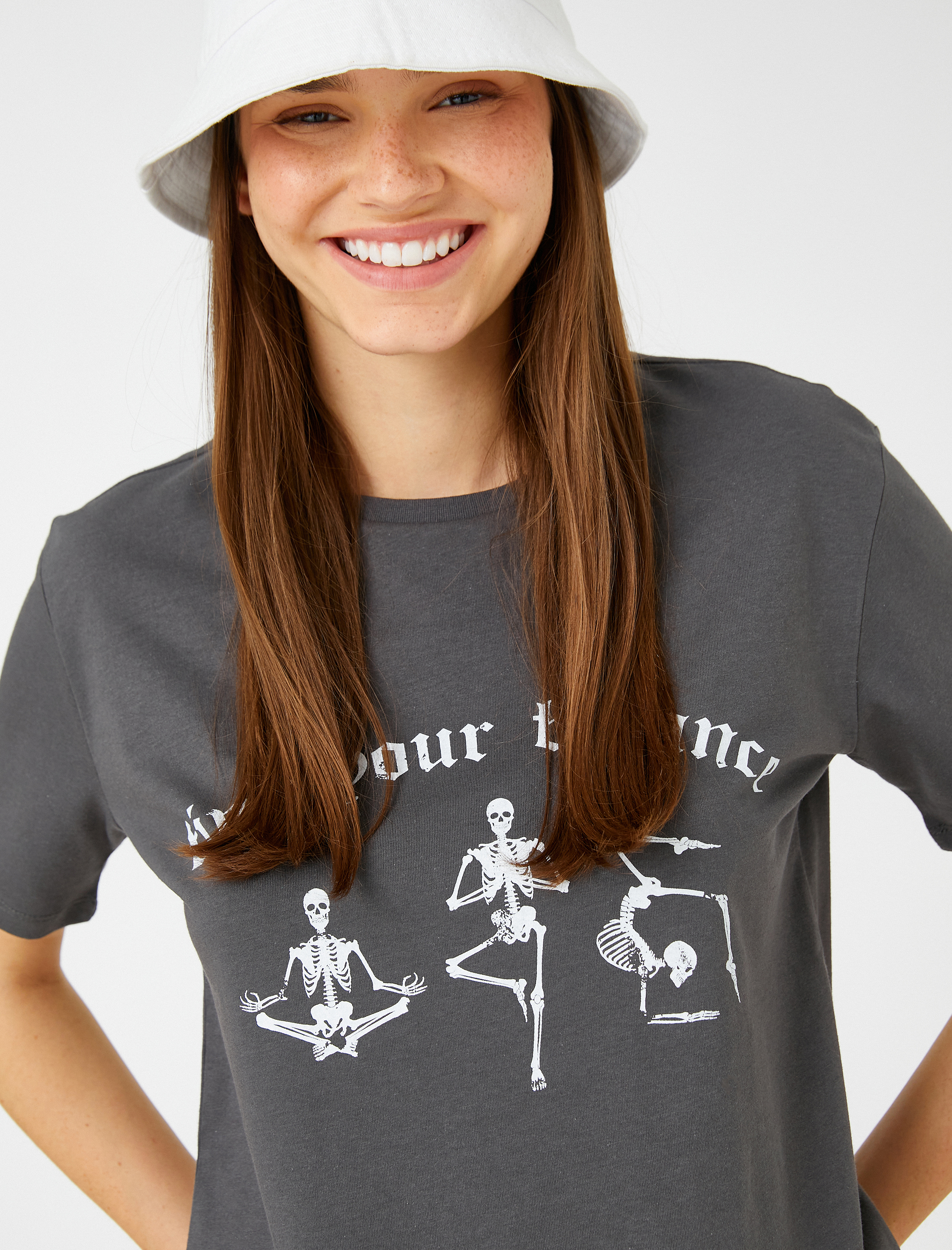   Slogan Baskılı Tişört Kısa Kollu Bisiklet Yaka