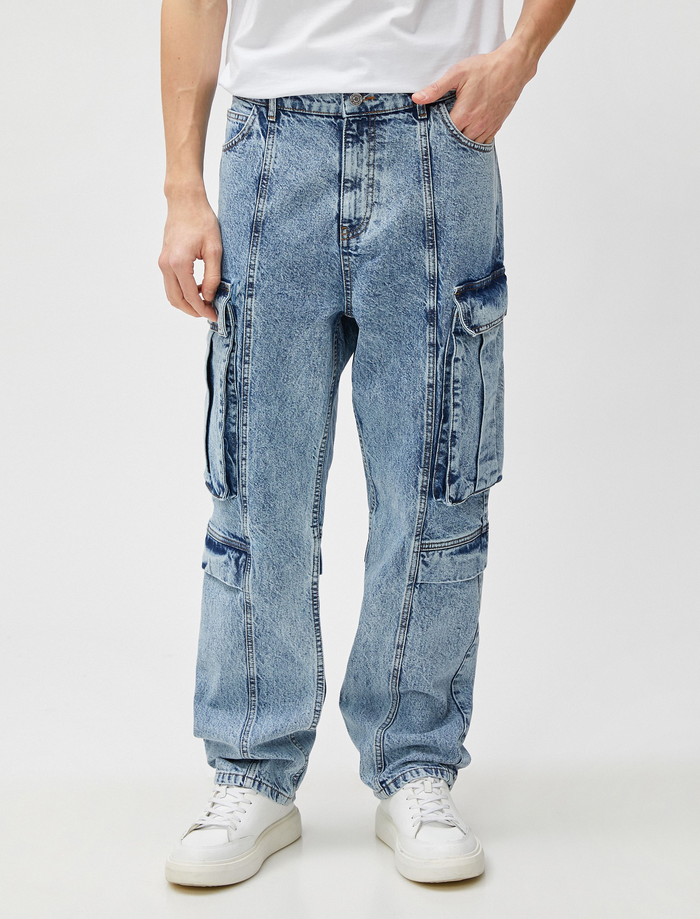   Kargo Pantolon Dikiş Detaylı Cepli Düğmeli