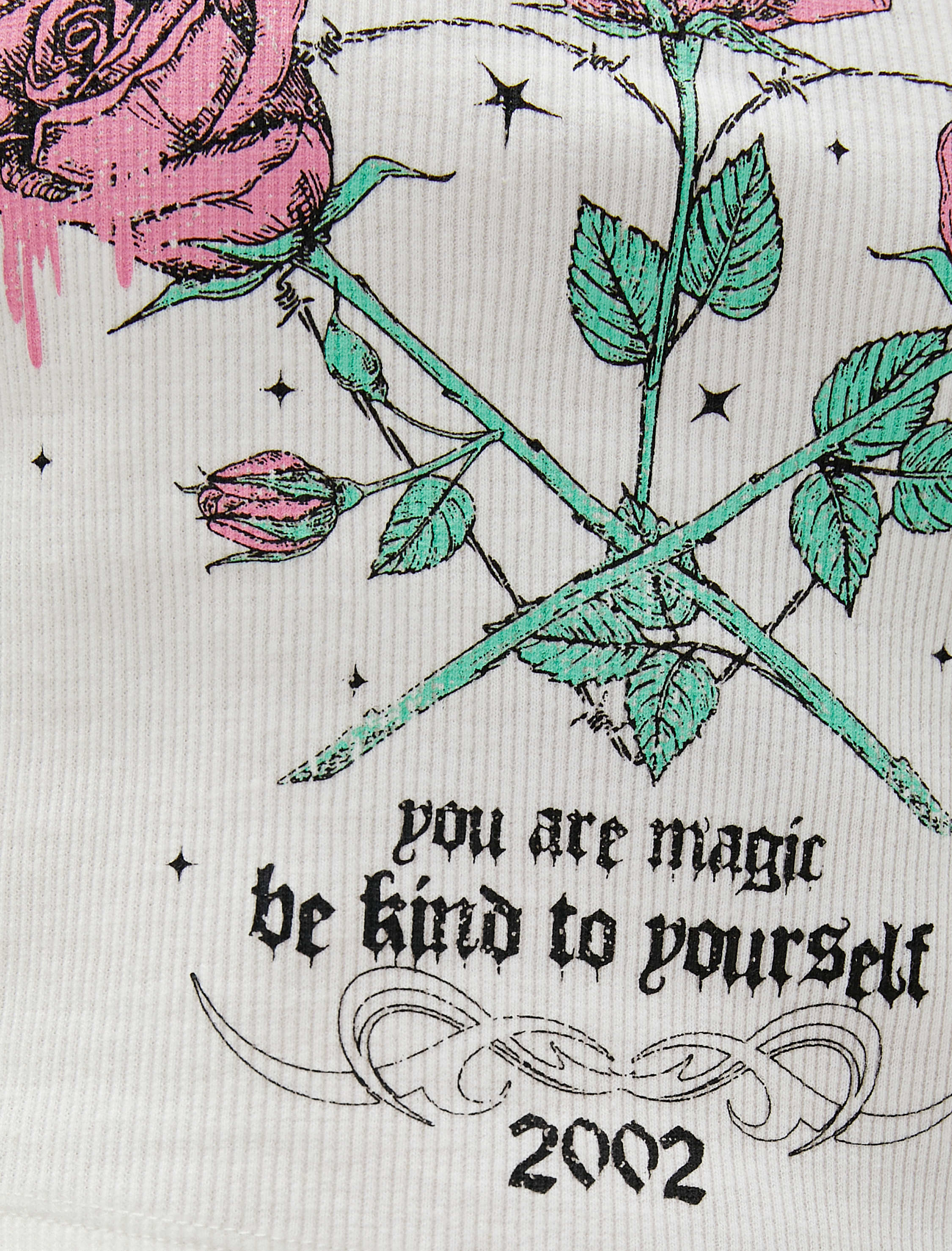   Crop Tişört Baskılı Kısa Kollu Bisiklet Yaka Pamuklu