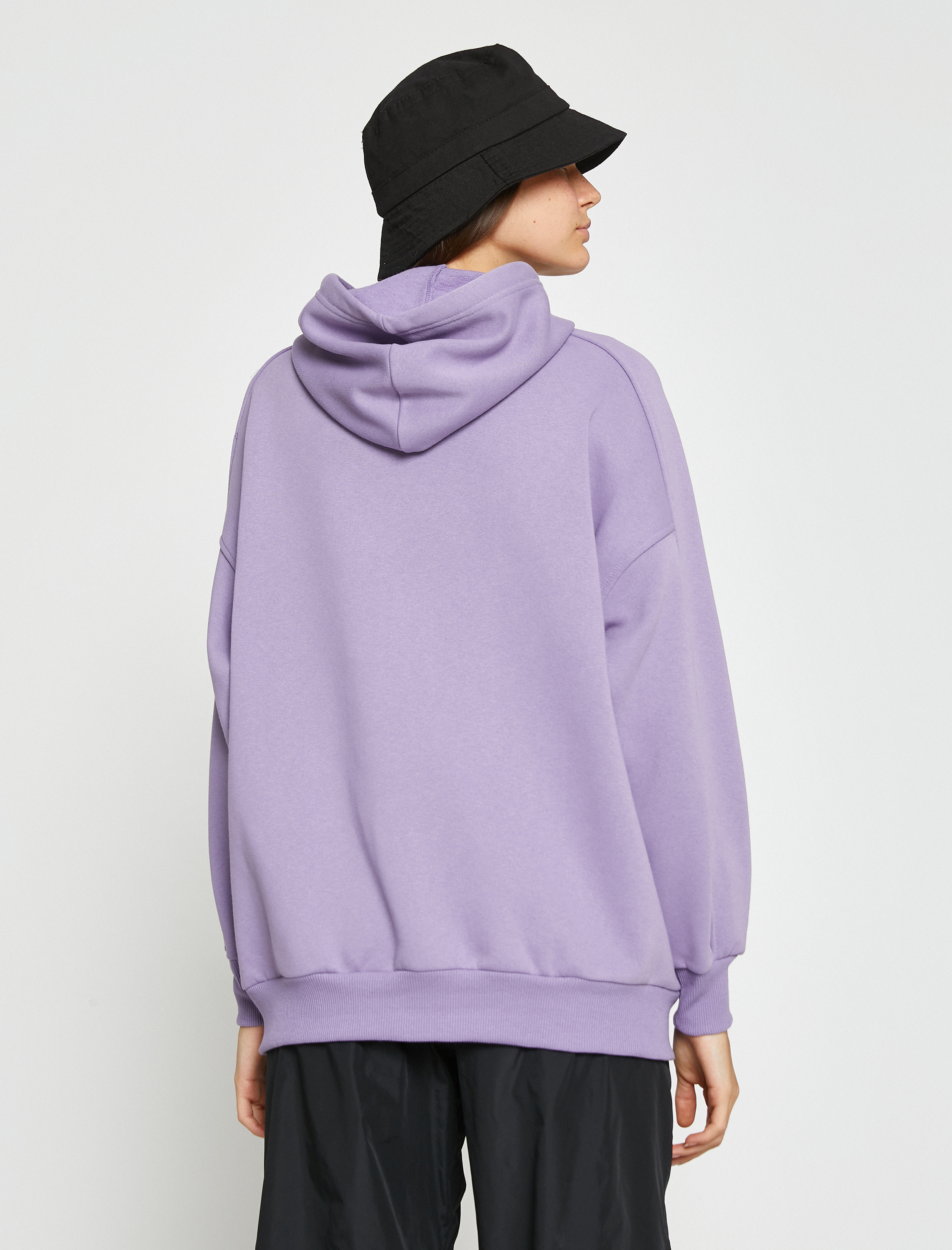   Basic Oversize Sweatshirt Kapüşonlu İçi Polarlı