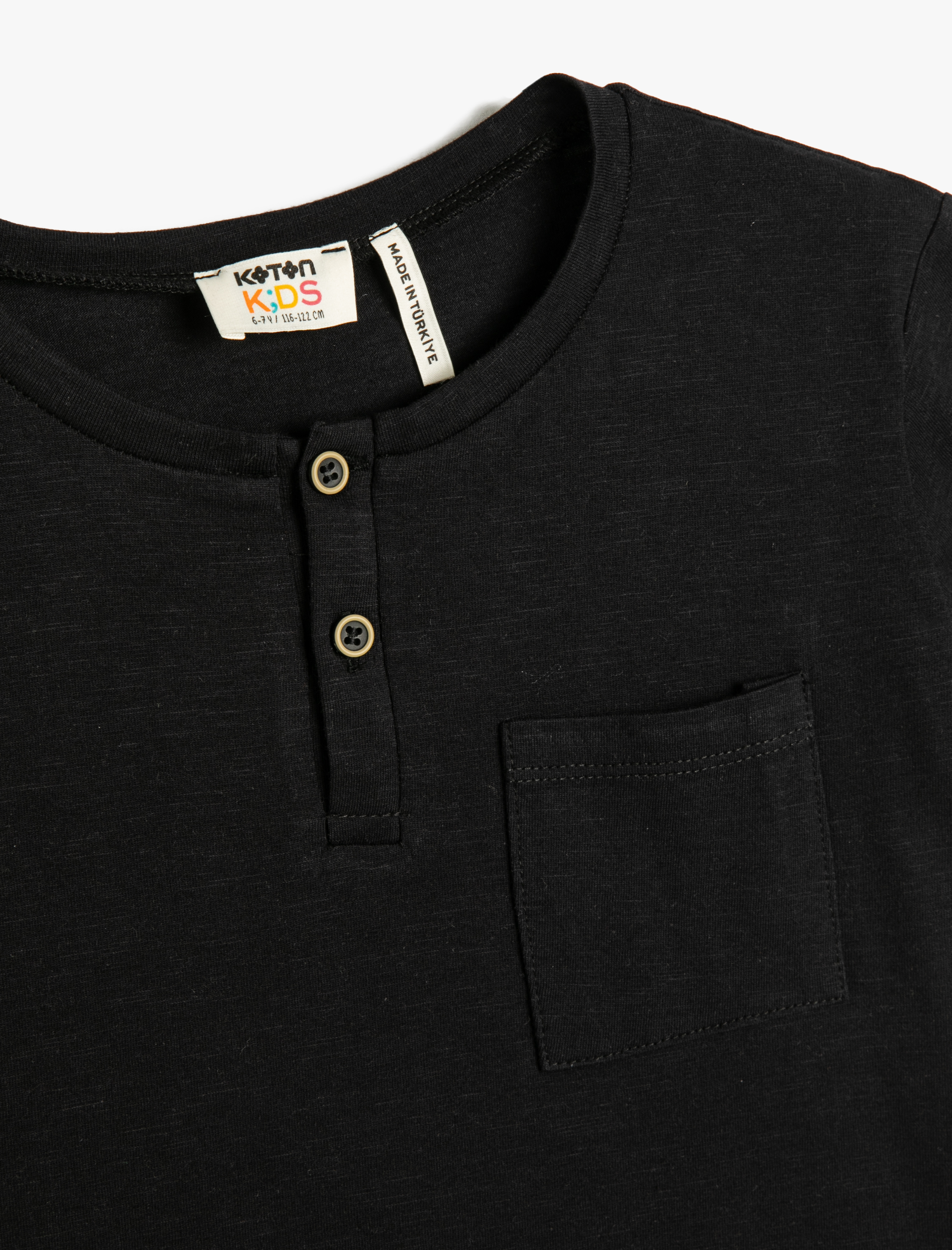  Erkek Çocuk Basic Tişört Yuvarlak Yaka Kısa Kollu Düğmeli Pamuklu