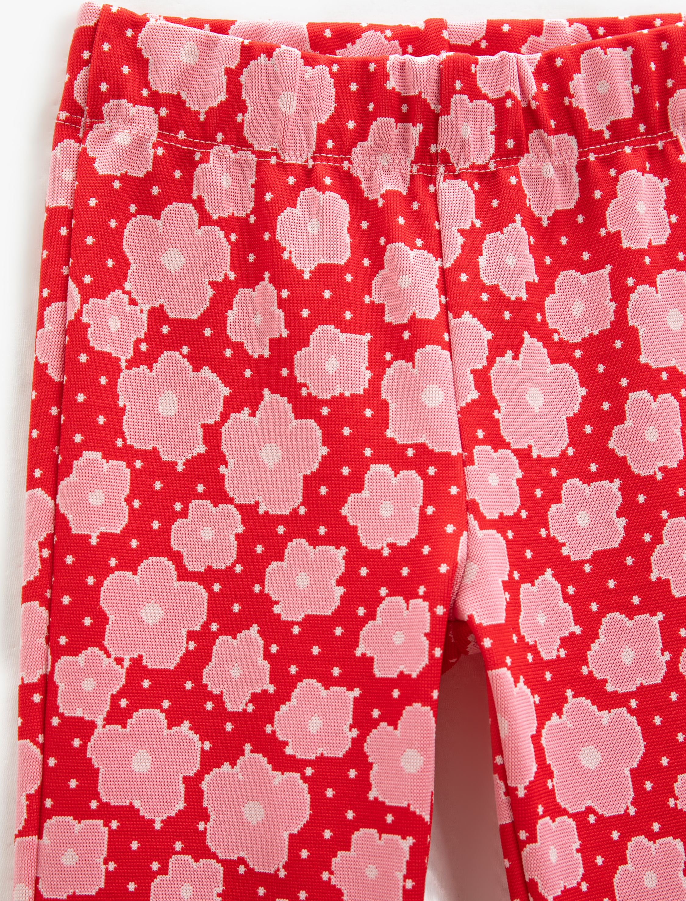  Kız Çocuk İspanyol Paça Tayt Pantolon Çiçekli Beli Lastikli