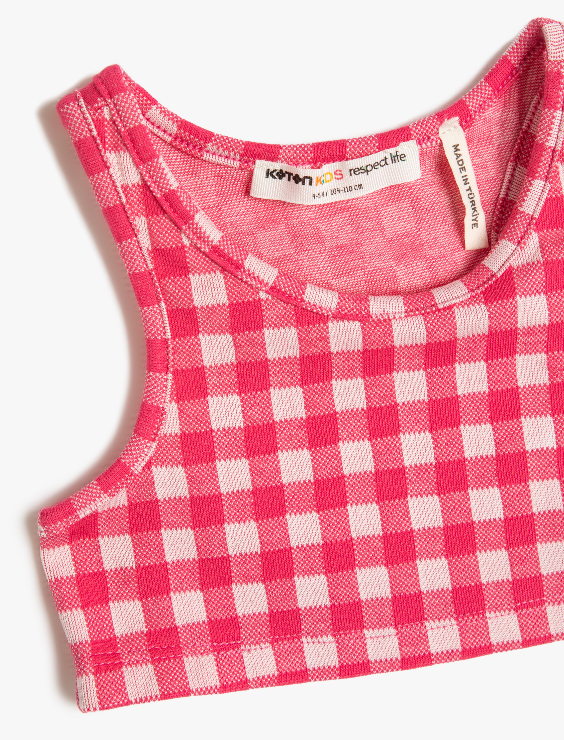  Kız Çocuk Crop Atlet Kolsuz Yuvarlak Yaka Pamuk Karışımlı