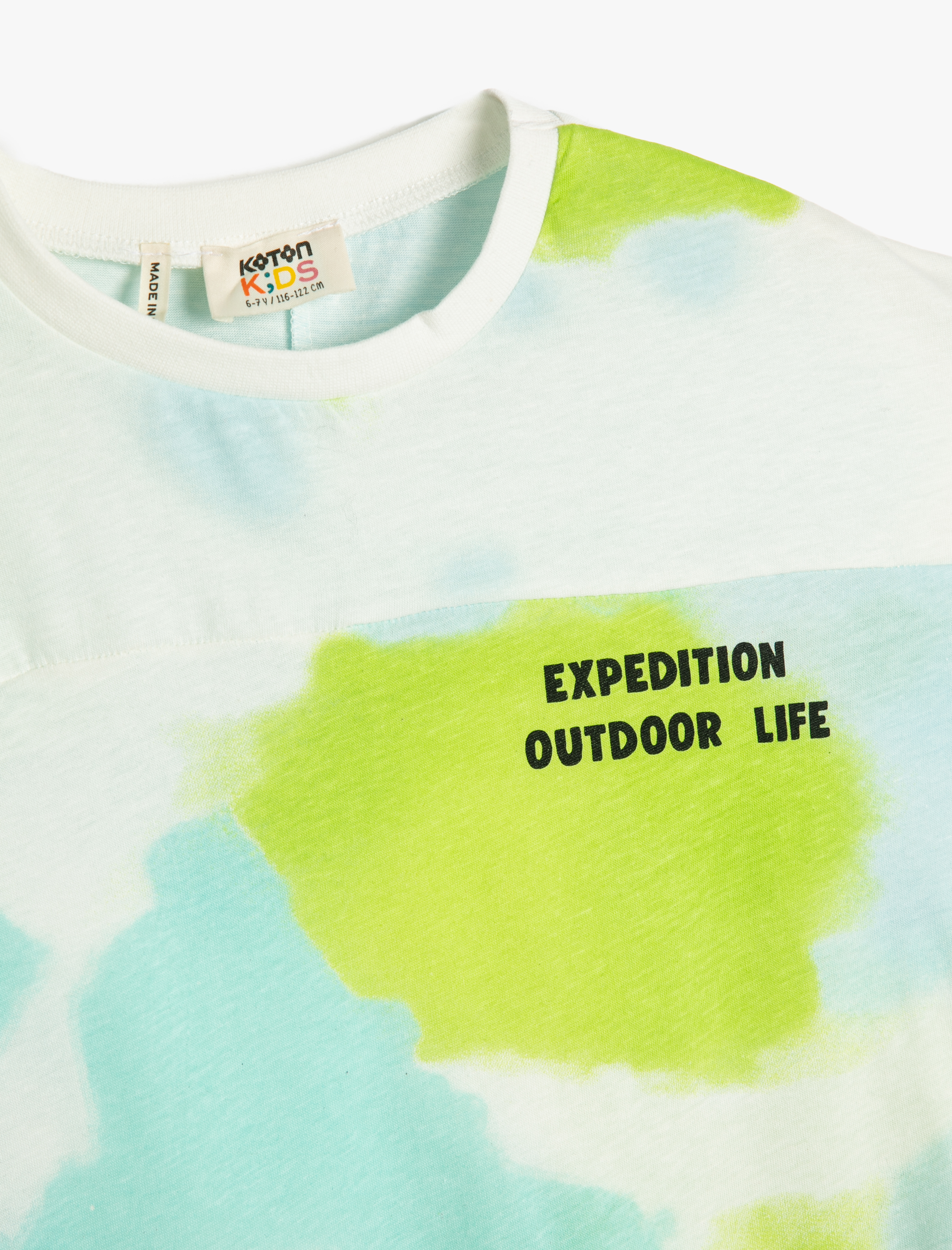  Erkek Çocuk Tişört Kısa Kollu Batik Desenli Bisiklet Yaka Pamuklu