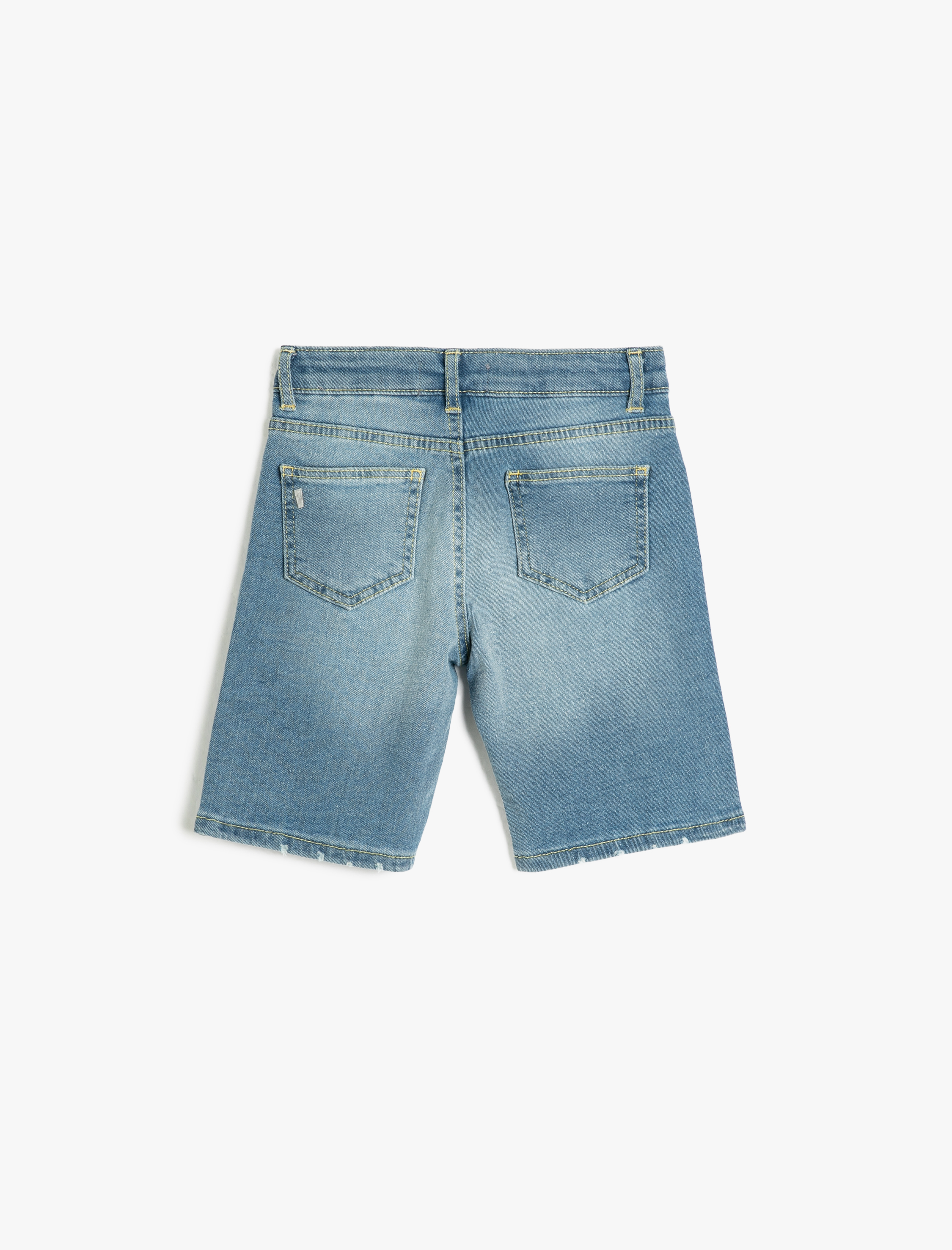 Erkek Çocuk Kot Şort Cepli Destroylu Pamuklu - Skinny Jean  Beli Ayarlanabilir Lastikli