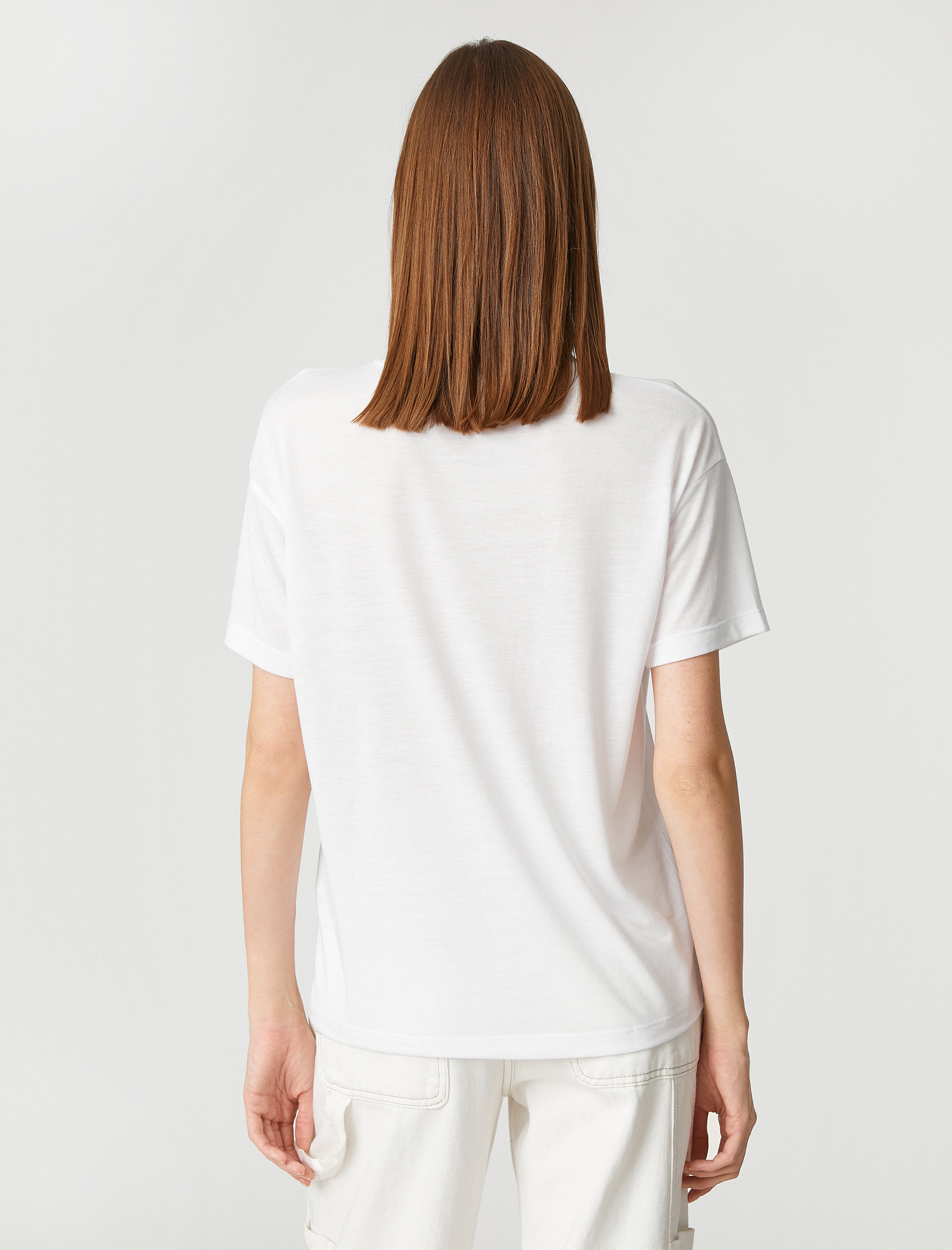 Payetli Tişört Kısa Kollu Bisiklet Yaka